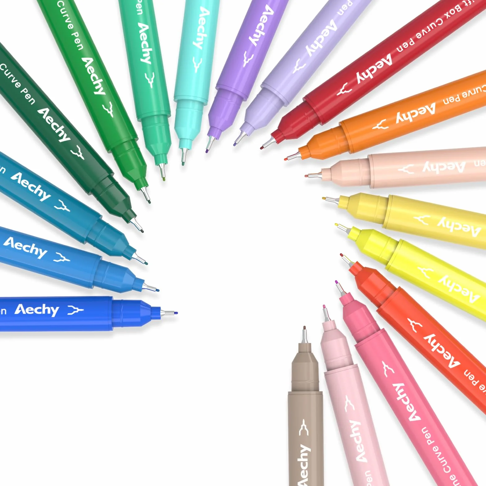 AECHY 18 Color Curve Pen do robienia notatek, dwugłowicowy długopis z 18 różnymi kształtami krzywych i 18 kolorami cienkich linii, zestaw do prowadzenia pamiętnika i notatek