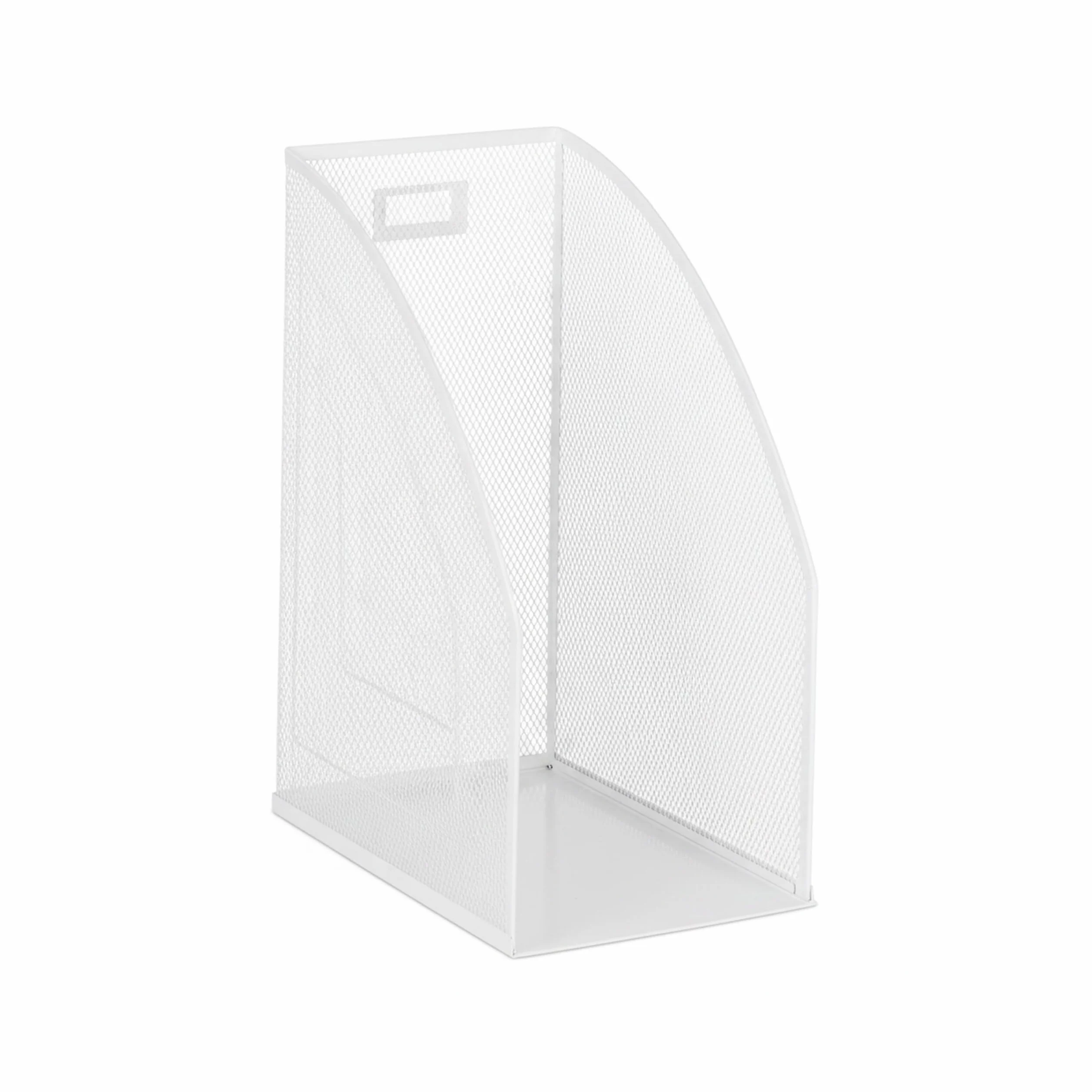 Relaxdays Segregator metalowy, DIN A4, stabilny segregator stojący, wzornictwo z siateczki, do biura i biura domowego, wys. x szer. x gł.: 32 x 16 x 24,5 cm, biały