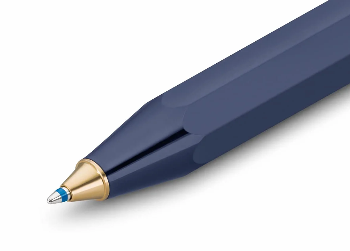 Kaweco Classic Sport Navy - Biznesowy Długopis z Wysokiej Jakości Tworzywa Sztucznego, Lekki, Szlachetny, Kieszonkowy, 12 g, 10,5 cm, z Niezawodnym Mechanizmem Krzywizny Serca