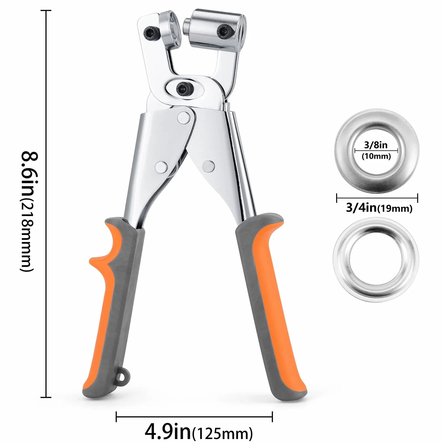 Ecraft Zestaw narzędzi do szczypiec oczkowych: 10 mm przelotka z 500 szt. srebrnych przelotek prasa ręczne szczypce do dziurkowania zestaw szczypiec oczkowych zestaw szczypiec do tworzenia banerów