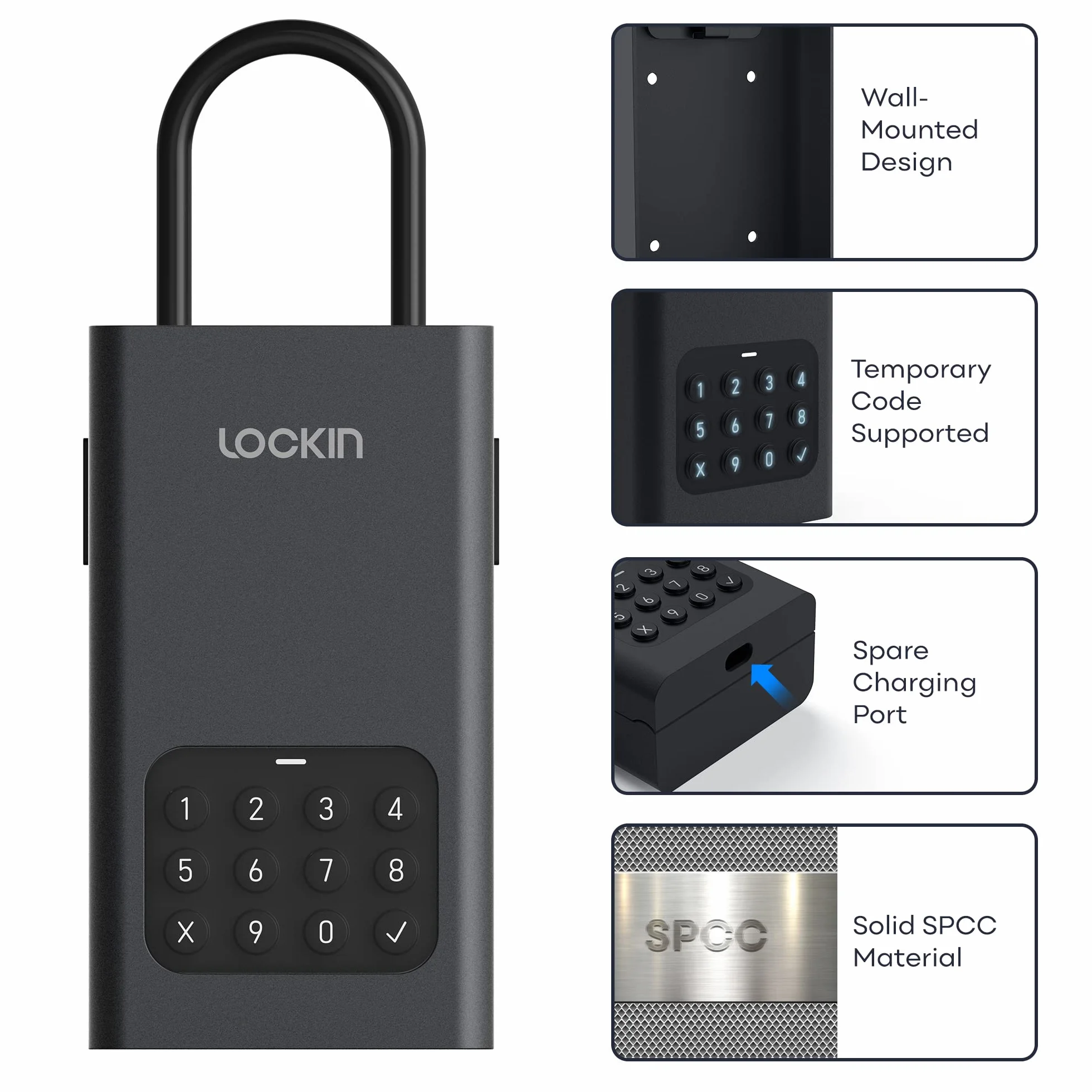 Lockin Uaktualniona bezprzewodowa inteligentna skrytka na klucze do domu na zewnątrz naścienna wisząca elektroniczna skrzynka na klucze aplikacja cyfrowy Bluetooth bezpieczny zdalny dostęp kod PIN dla