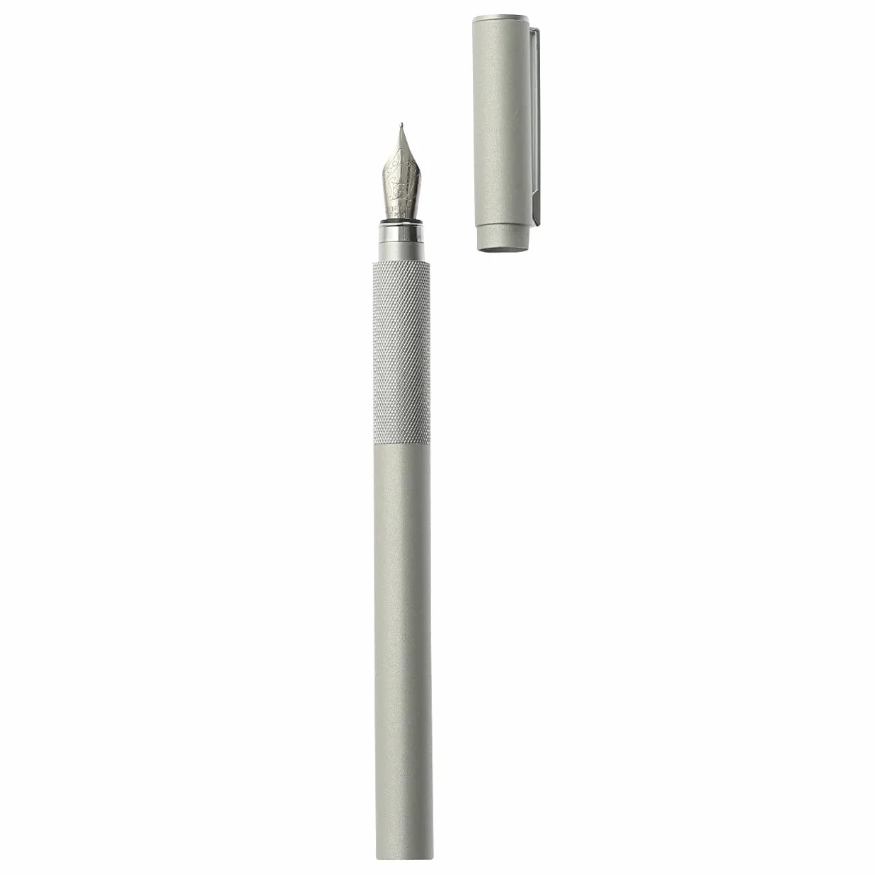 Muji Pióro wieczne z cienką stalówką z aluminiowym korpusem, 1 x czarny wkład atramentowy