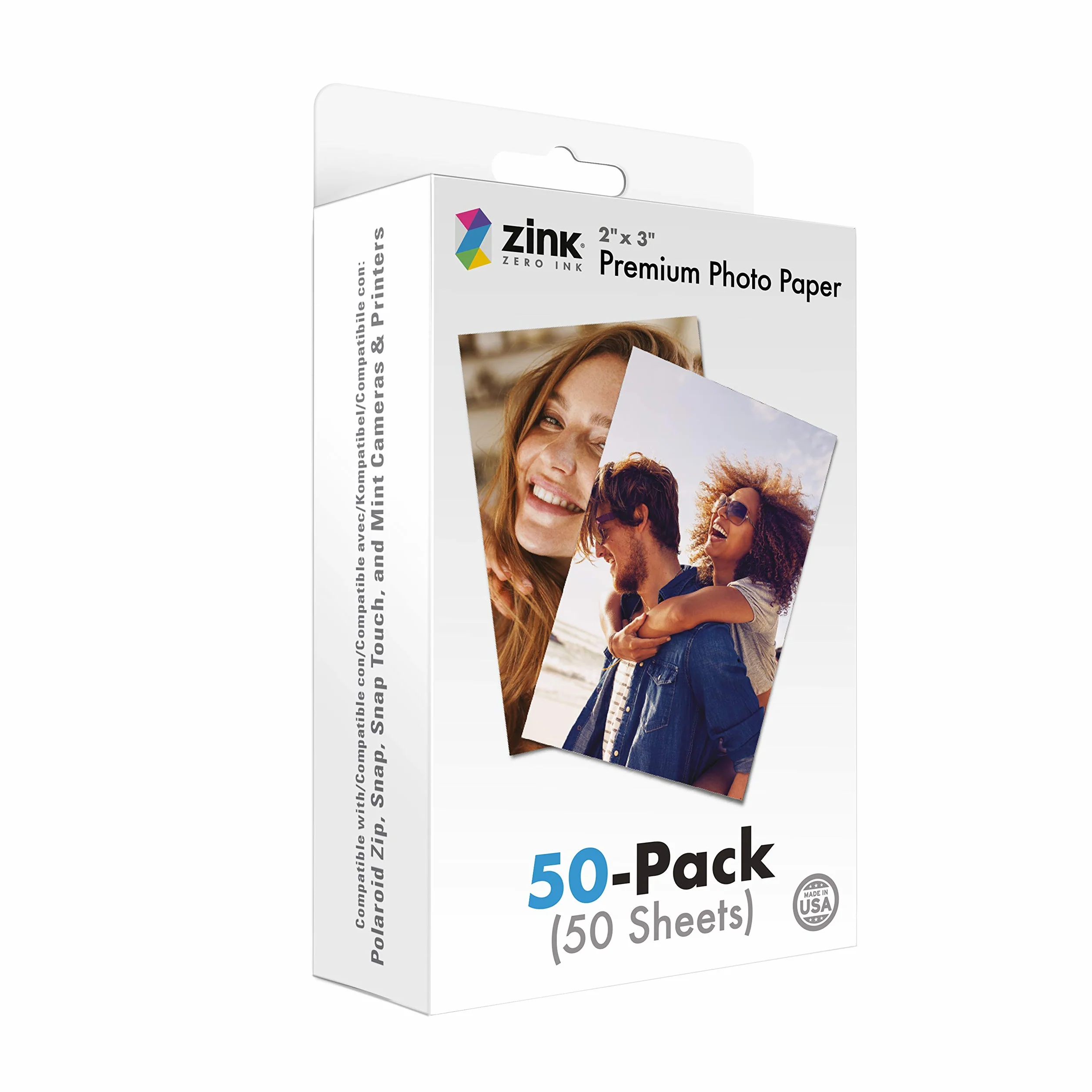 Zink 50 x 7,6 cm papier fotograficzny premium (50 sztuk) kompatybilny z zatrzaskami Polaroid, Snap Touch, zamkami i drukarkami
