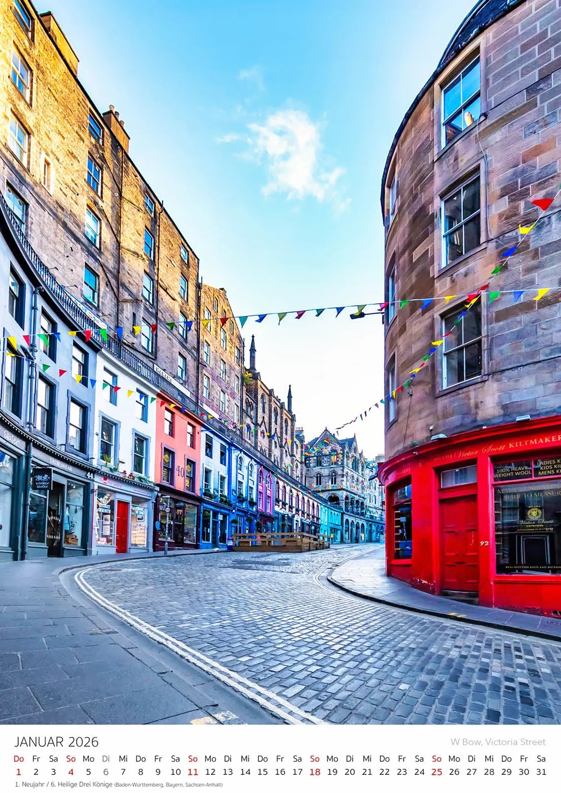 Edition Seidel Kalendarz Edinburgh 2026 DIN A3 Kalendarz Ścienny Wielka Brytania Szkocja Calton Hill Zamek Edynburski