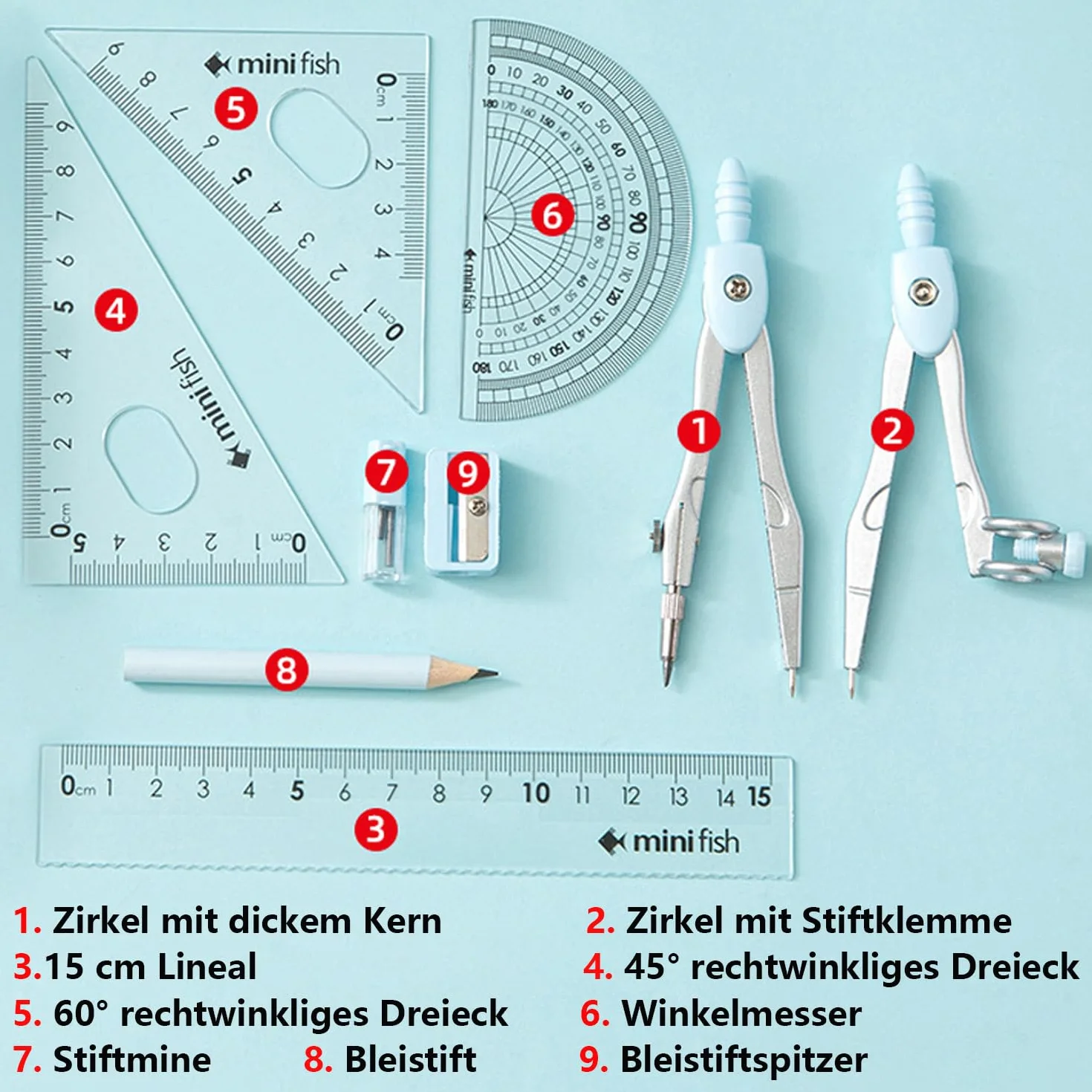 Zestaw cyrkieli klasy premium, z szybką regulacją, do szkoły podstawowej 4 klasy, 9-częściowy zestaw geometryczny, praktyczny zestaw matematyczny do szkoły, biura, na uczelnię, do rysowania,