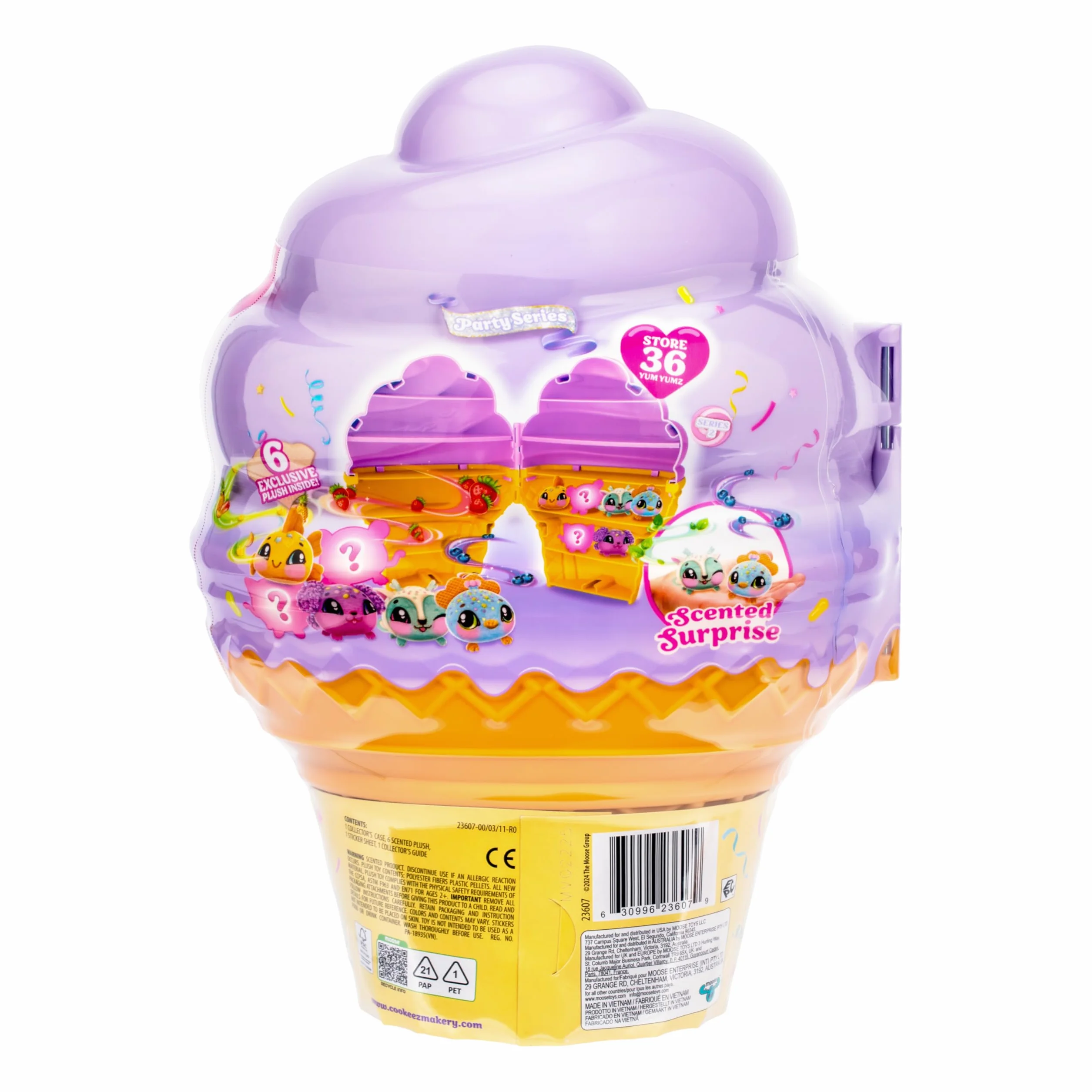 Cookeez Makery Etui Yum Yumz, gigantyczne na 36 lodów, 6 ekskluzywnych pluszowych, zabawny arkusz naklejek