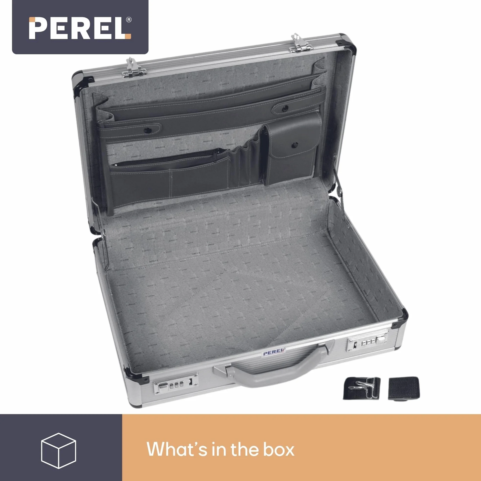 Perel teczka aluminiowa na laptopa A4 460x335x110 mm z zamkami szyfrowymi