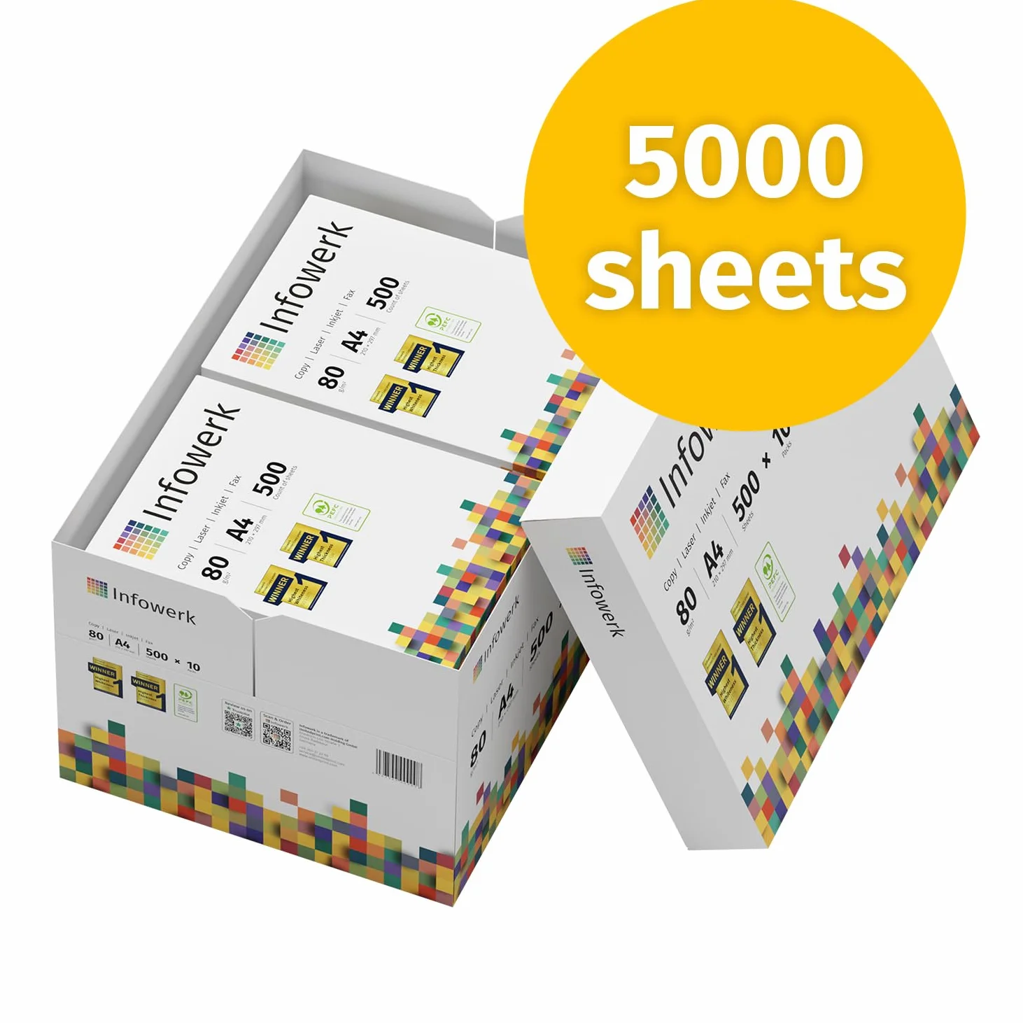 Papier do drukarki A4 80g 5000 arkuszy 10x500 biały PEFC