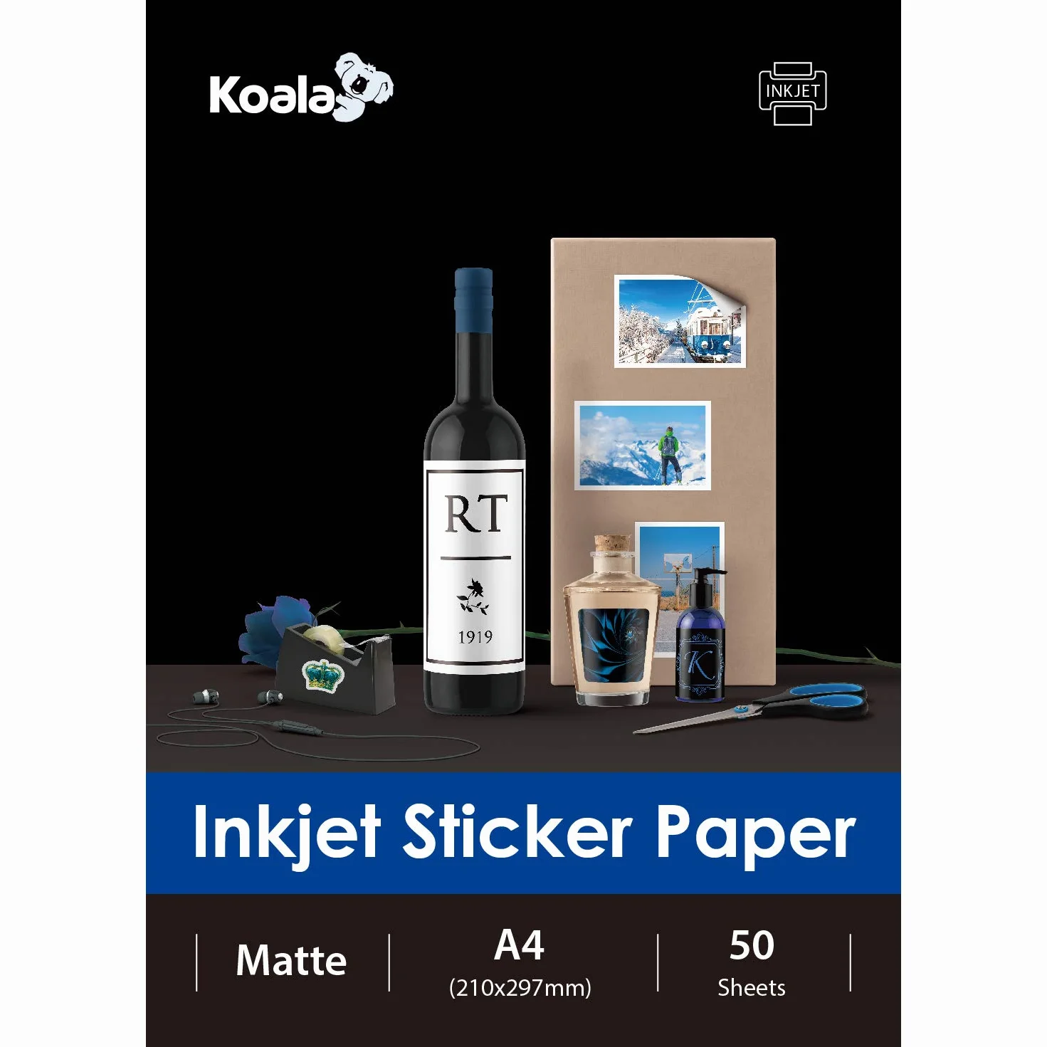 KOALA Papier Fotograficzny Samoprzylepny Biały Matowy A4 50 Arkuszy