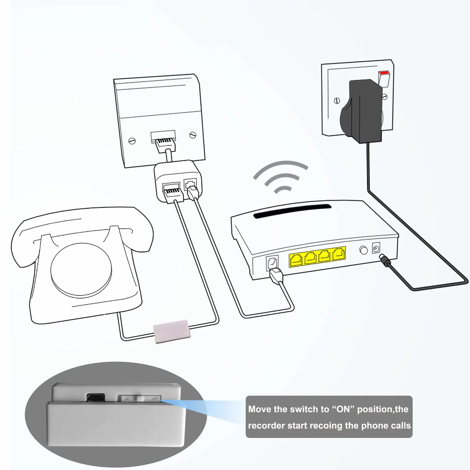 Rejestrator Telefoniczny, Dyktafon Audio Z Mini Telefonem Z Pamięcią 32 Gb, Nagrywanie W Pętli Interfejs Rj11 Rejestrator Rozmów Telefonicznych Dla Domu I Biura