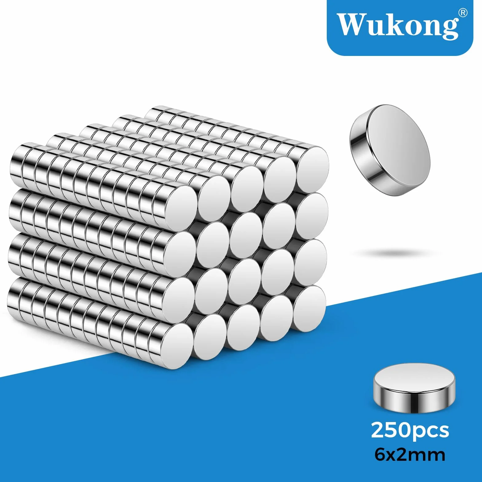 Magnesy neodymowe 6 x 2 mm 250 sztuk mini silne do lodówki