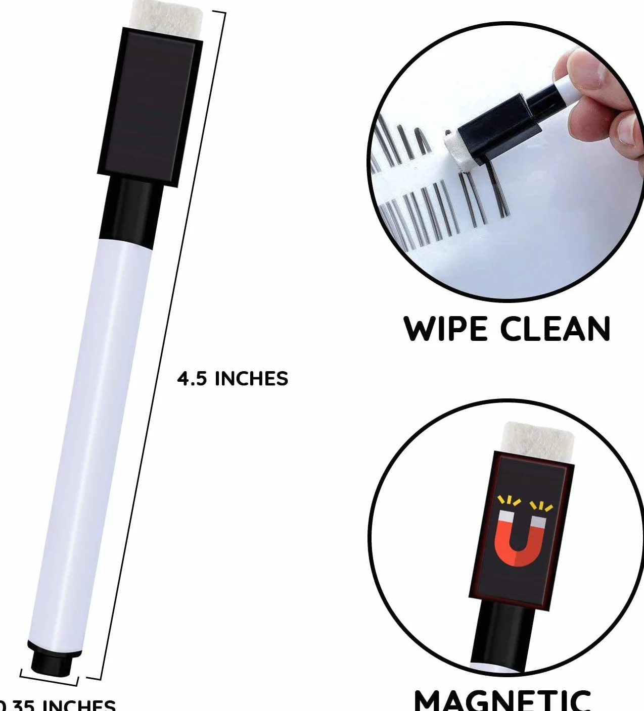 Marker suchościeralny magnetyczny czarny 20 sztuk 11,3x1cm