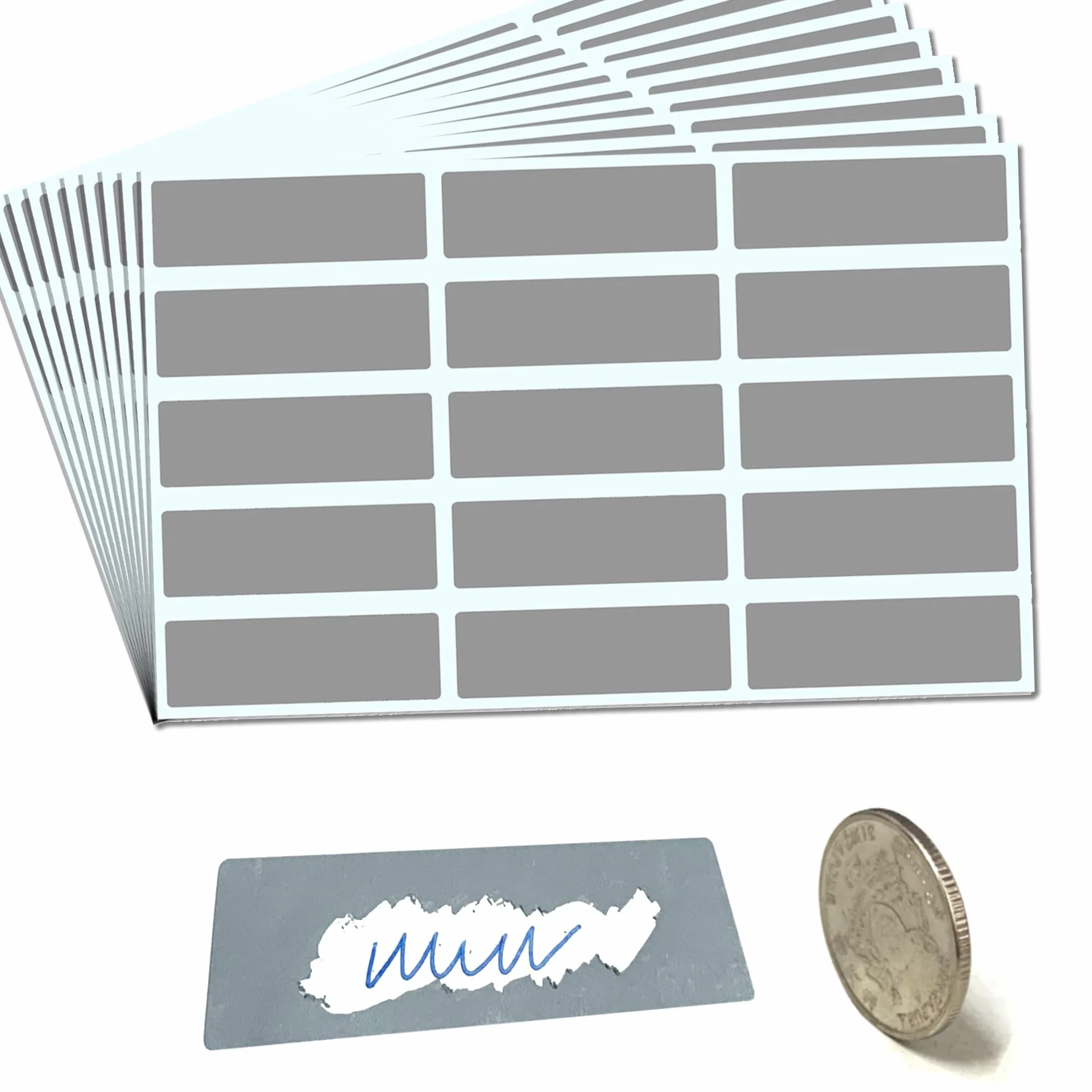 600 Sztuk, 48 x 15 mm - Naklejki Zdrapki Zdrapywania, Szary