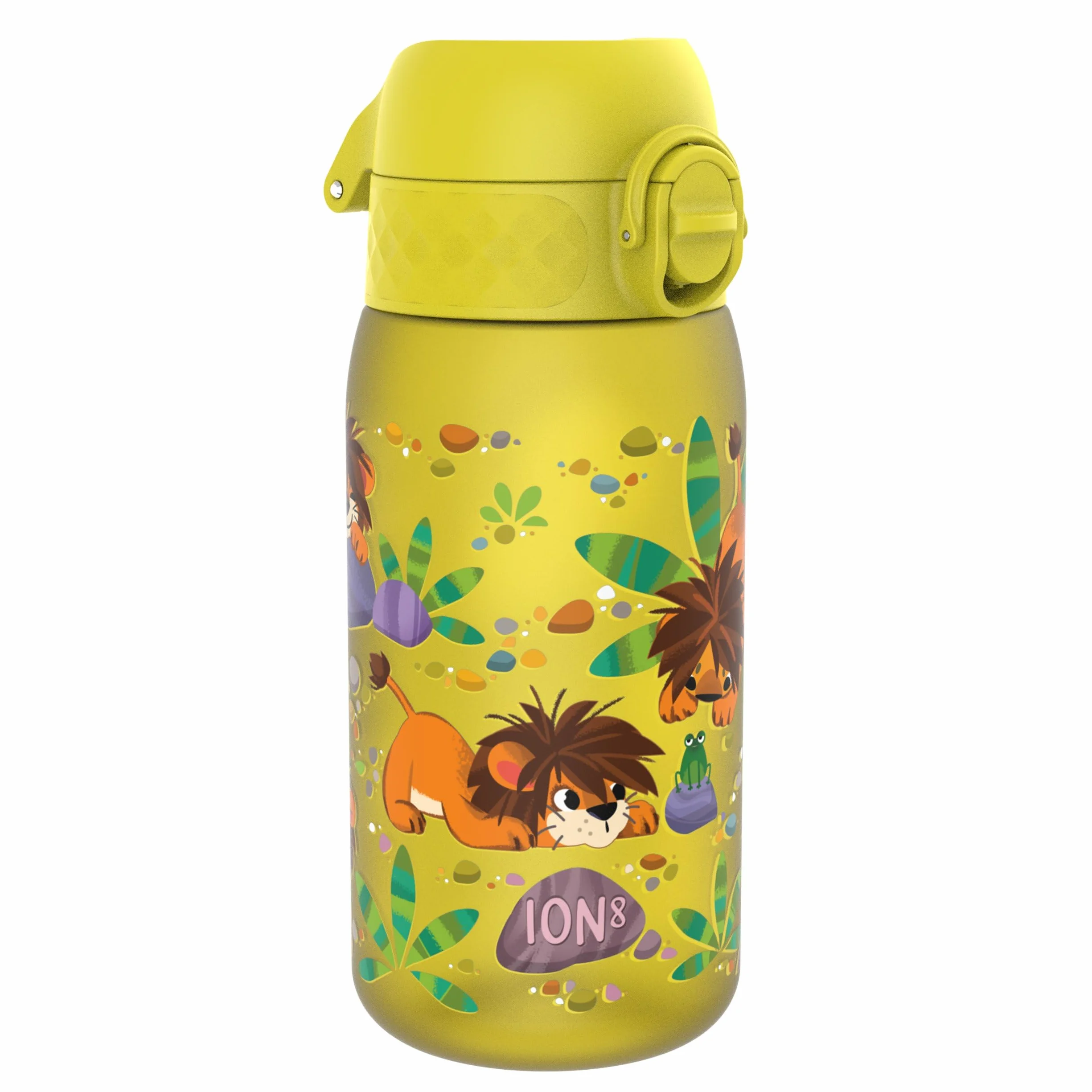 ION8 Butelka dla Dzieci, 350 ml/12 oz, Szczelna, Łatwa do Otwarcia, Bezpieczny Zamek, Można Myć w Zmywarce, Bez BPA, Uchwyt do Przenoszenia, Łatwa do Czyszczenia, Bezwonny, Lwiątka
