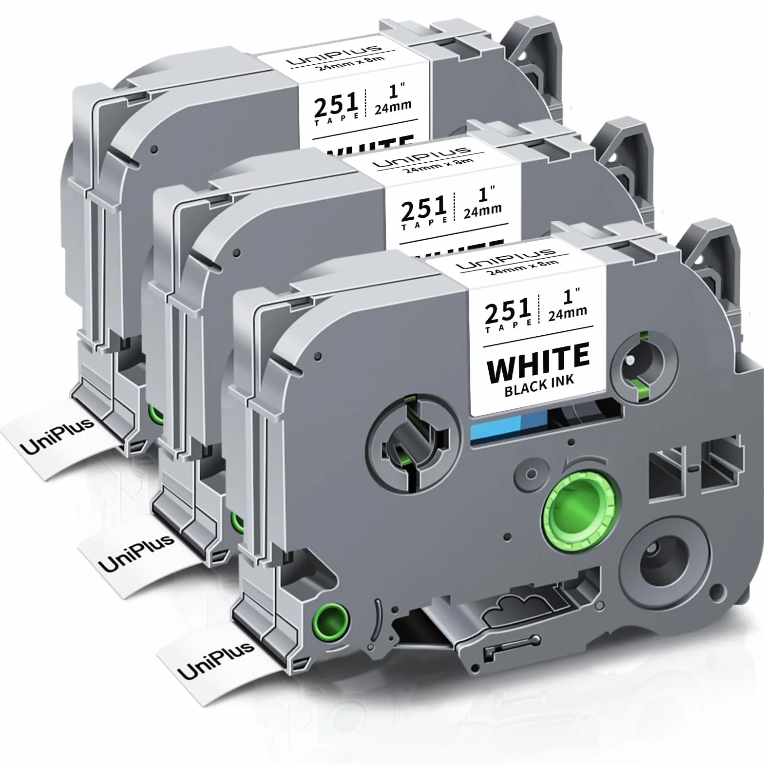 UniPlus 3 x taśmy do etykiet kompatybilne z Brother TZe24 mm do Tze251 Tze-251 TZ-251 z Brother P-touch PT-P750W D600 P750WVP 9600 9700PC 9800PCN P900W 2400 2430 2470 urządzenie do etykietowania, 3
