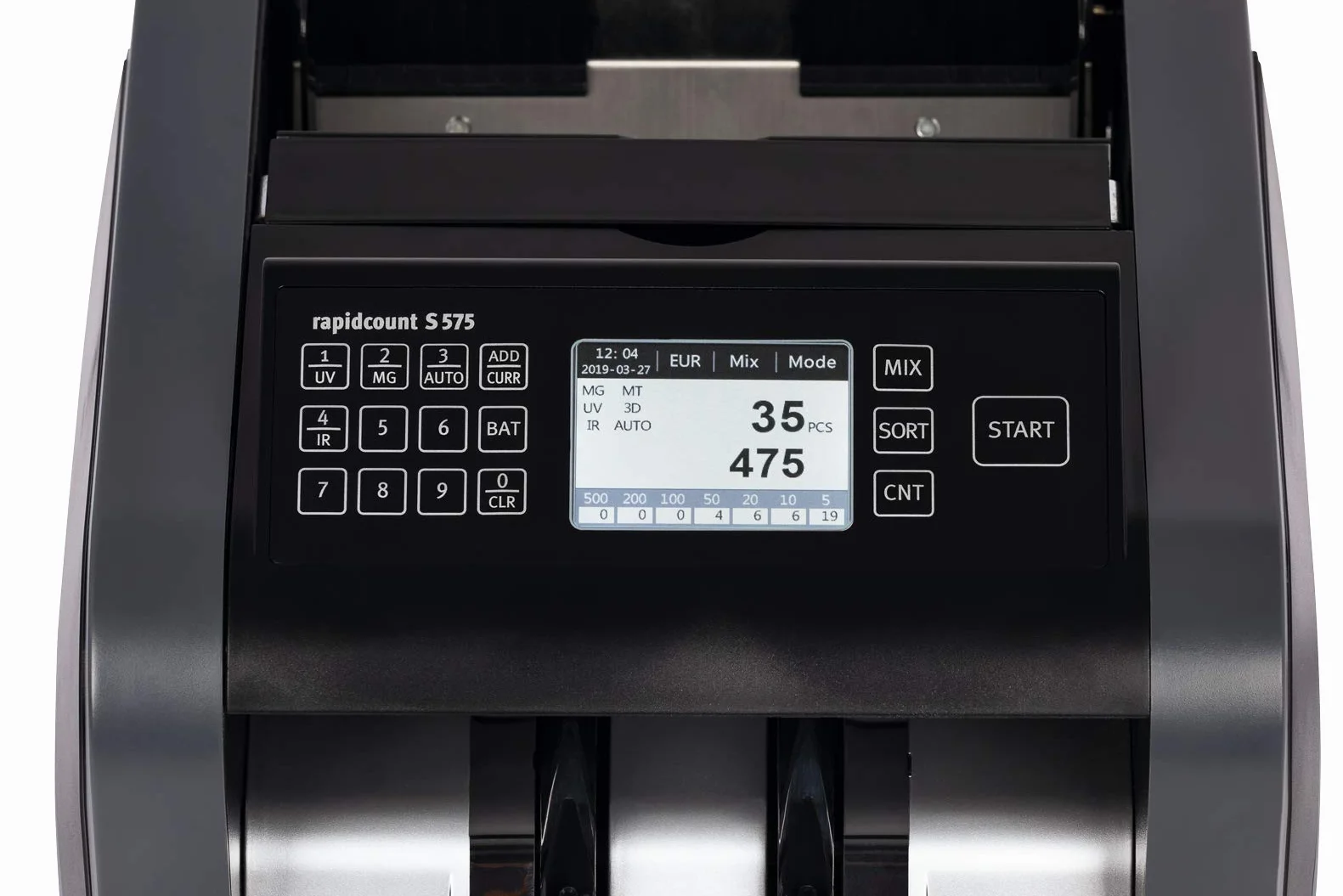 ratiotec Rapidcount S 575 maszyna do liczenia banknotów mieszanych z wyceną w kolorze czarnym