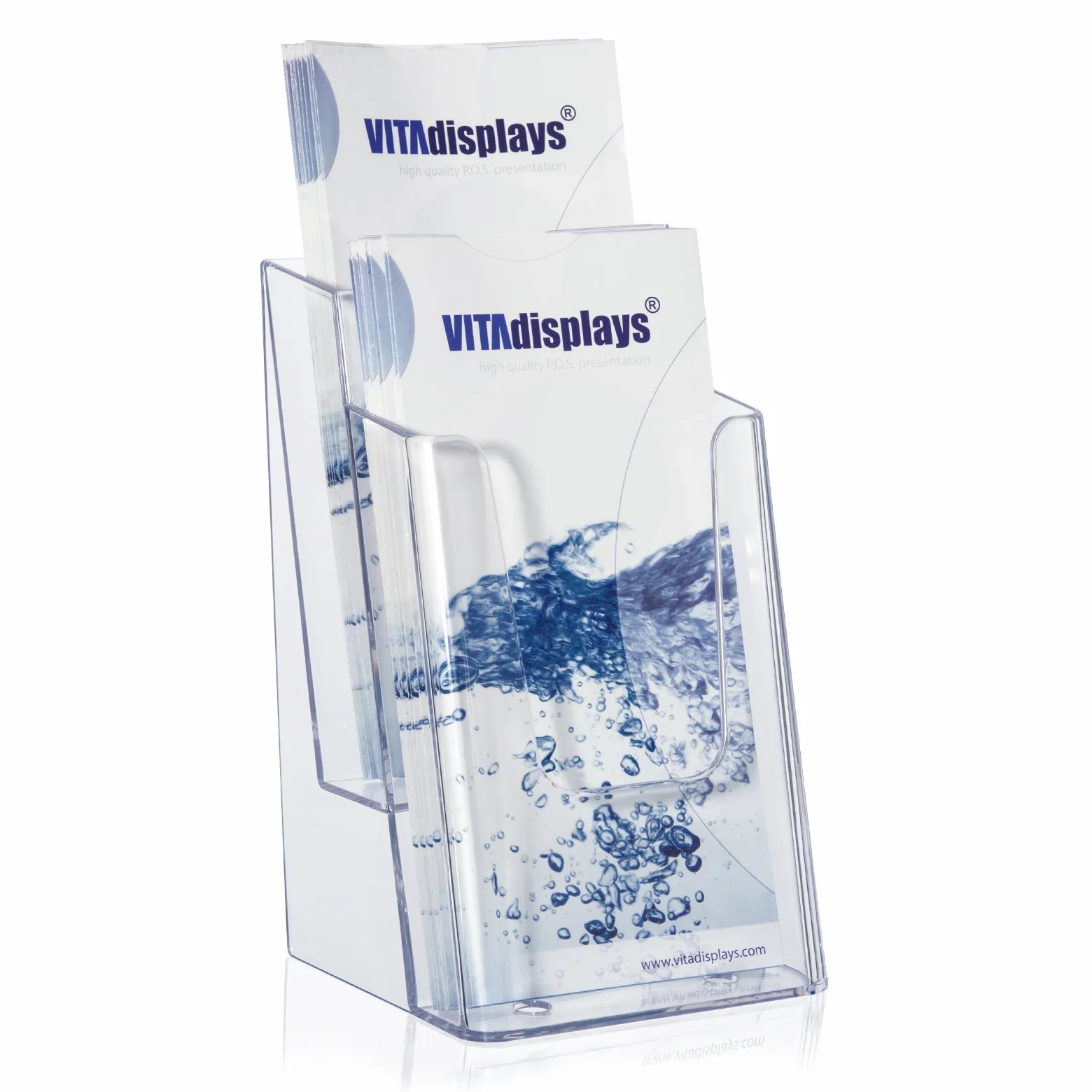 VITAdisplays® Stojak na ulotki DIN A6 2 poziomy przezroczysty