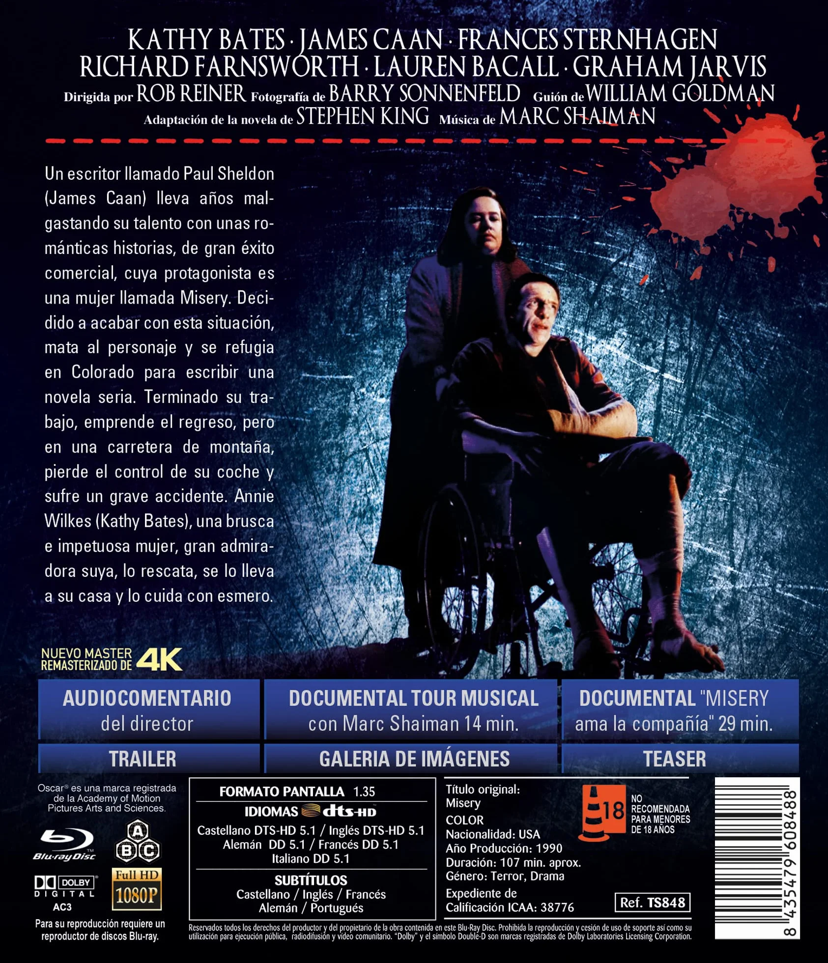 Edición Especial Limitada Con Funda y Postales BD 1990 Misery [Blu-Ray] [Import]