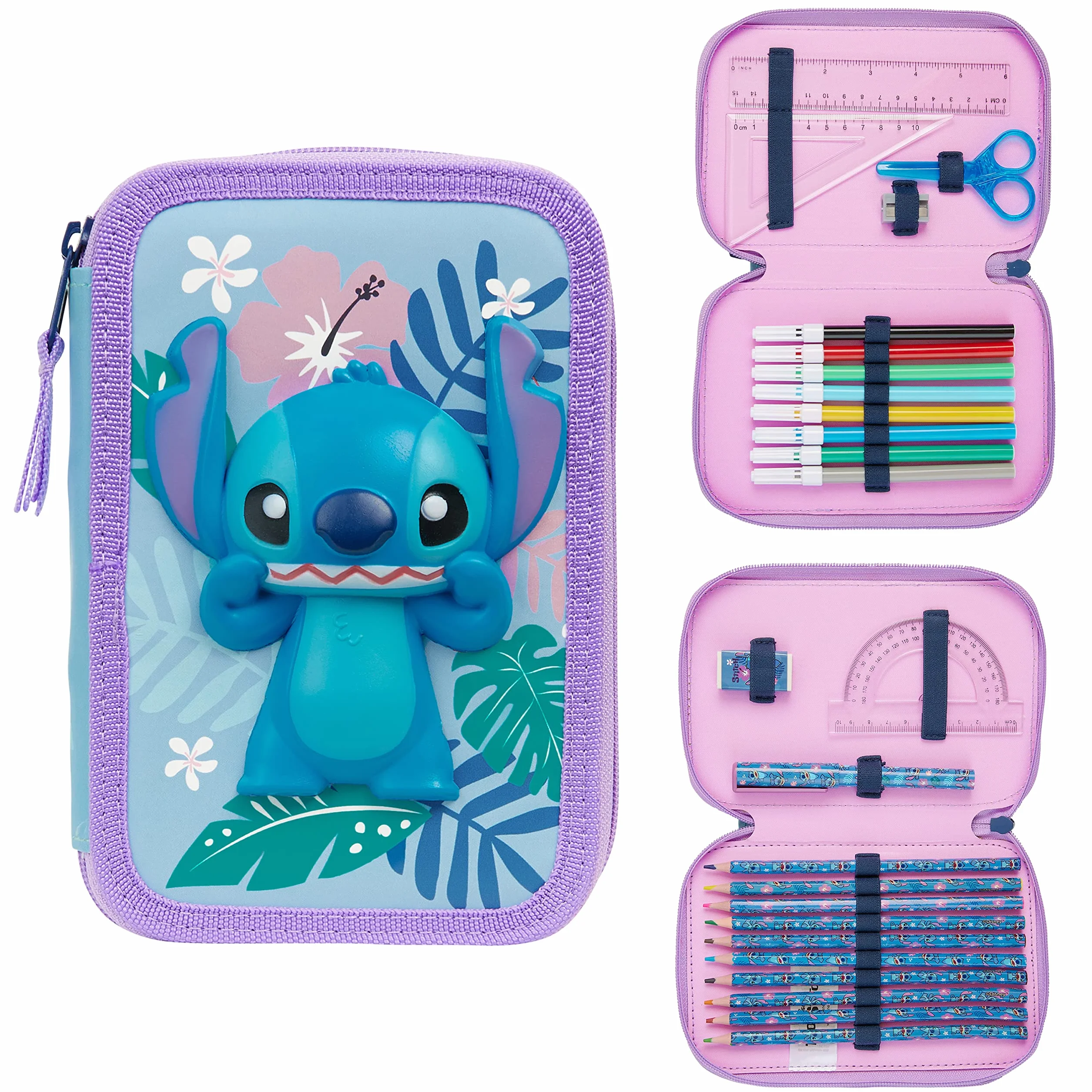 Disney Stitch Piórnik z Artykułami Papierniczymi Frozen Double Zip