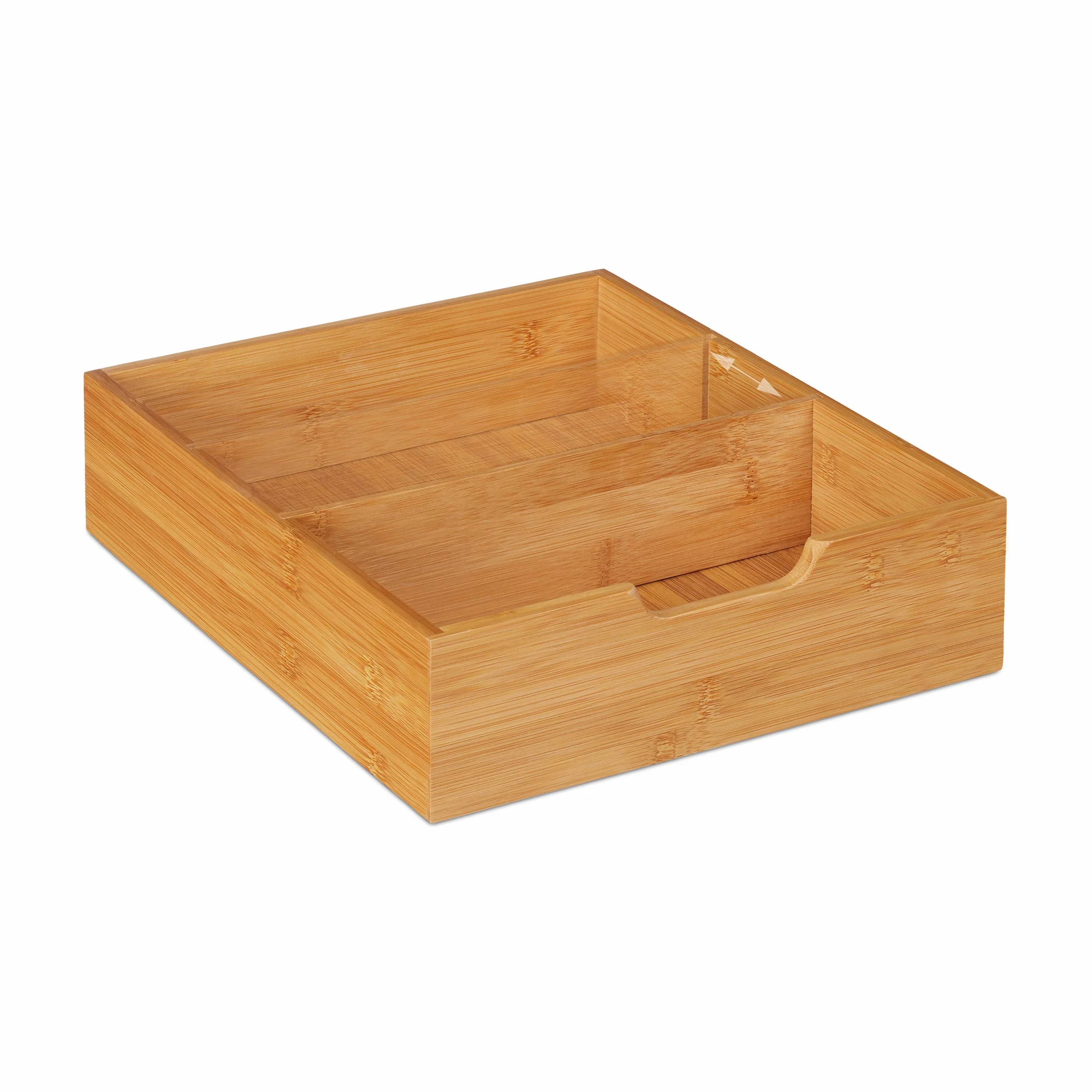 Relaxdays, Naturalny bambusowy organizer do szuflad, naturalny wygląd, organizer biurowy, wymiary: 18 x 30 x 31 cm, 2 sztuki