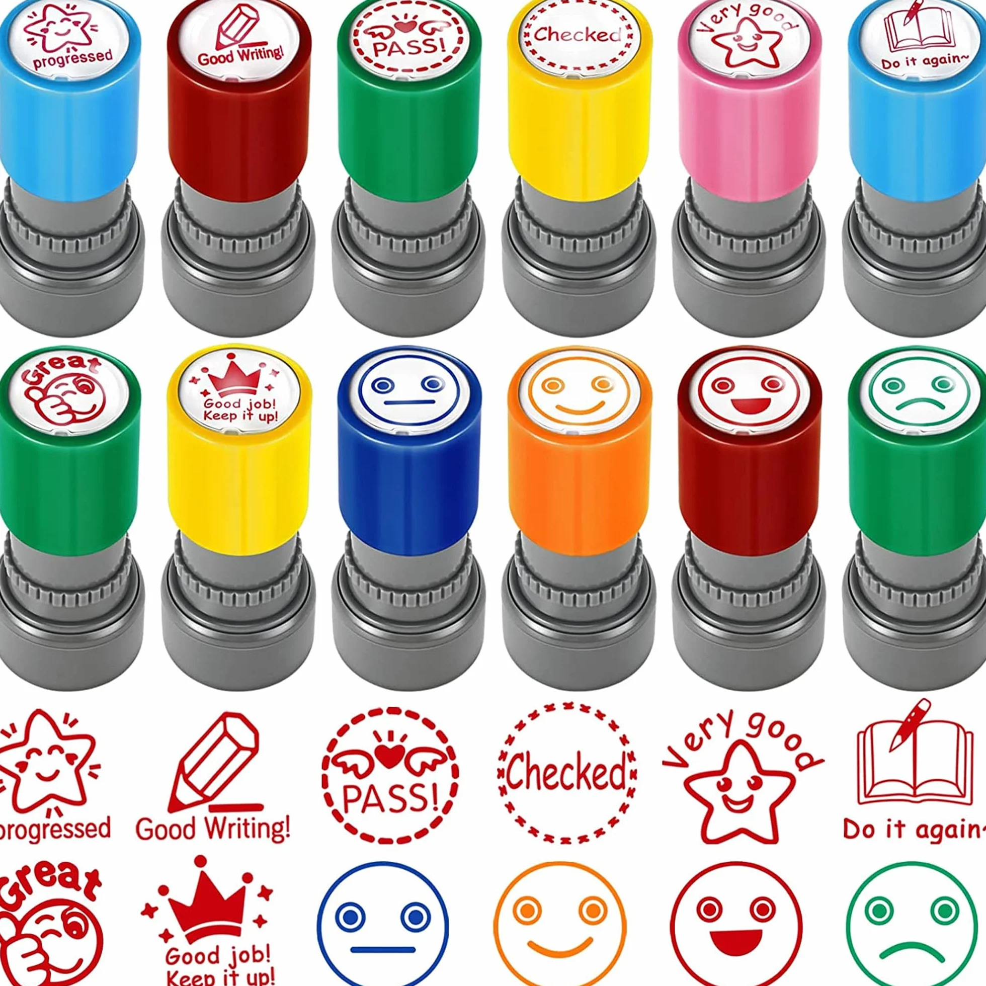 12PCS Znaczki Nauczyciela, Bogata Odmiana, Znaczek Nagrody Nauczyciela, Znaczki Fotoczułe, Różne Znaczki Dla Nauczycieli Self Inkling, Spersonalizowane Postacie Kreskówek Teacher Gift Student