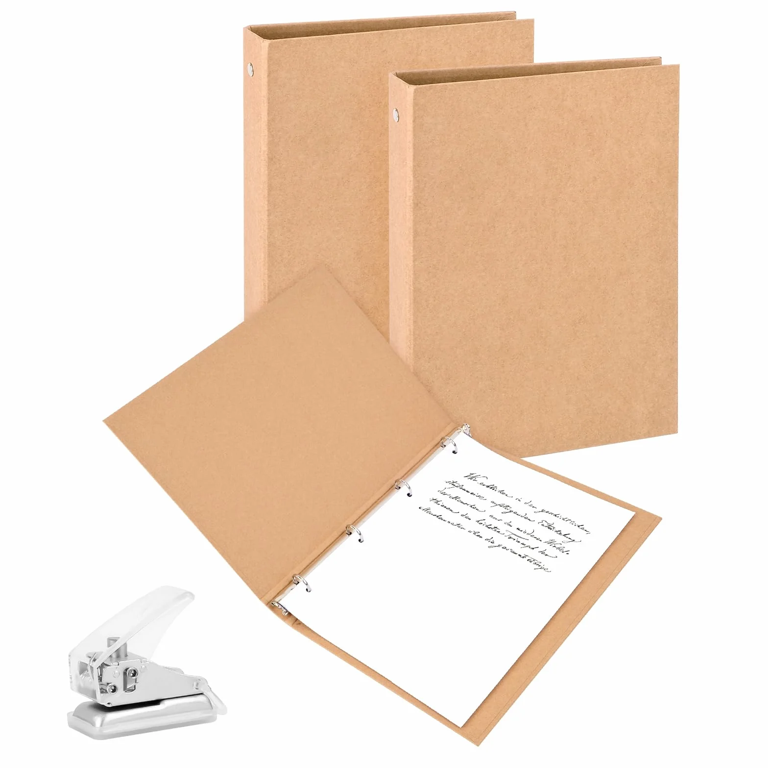 Tufa 2 segregator A4 z papieru Kraft, 4 pierścienie, format A4 Kraft, z dziurkaczem do biura, szkoły, wielofunkcyjne artykuły do majsterkowania