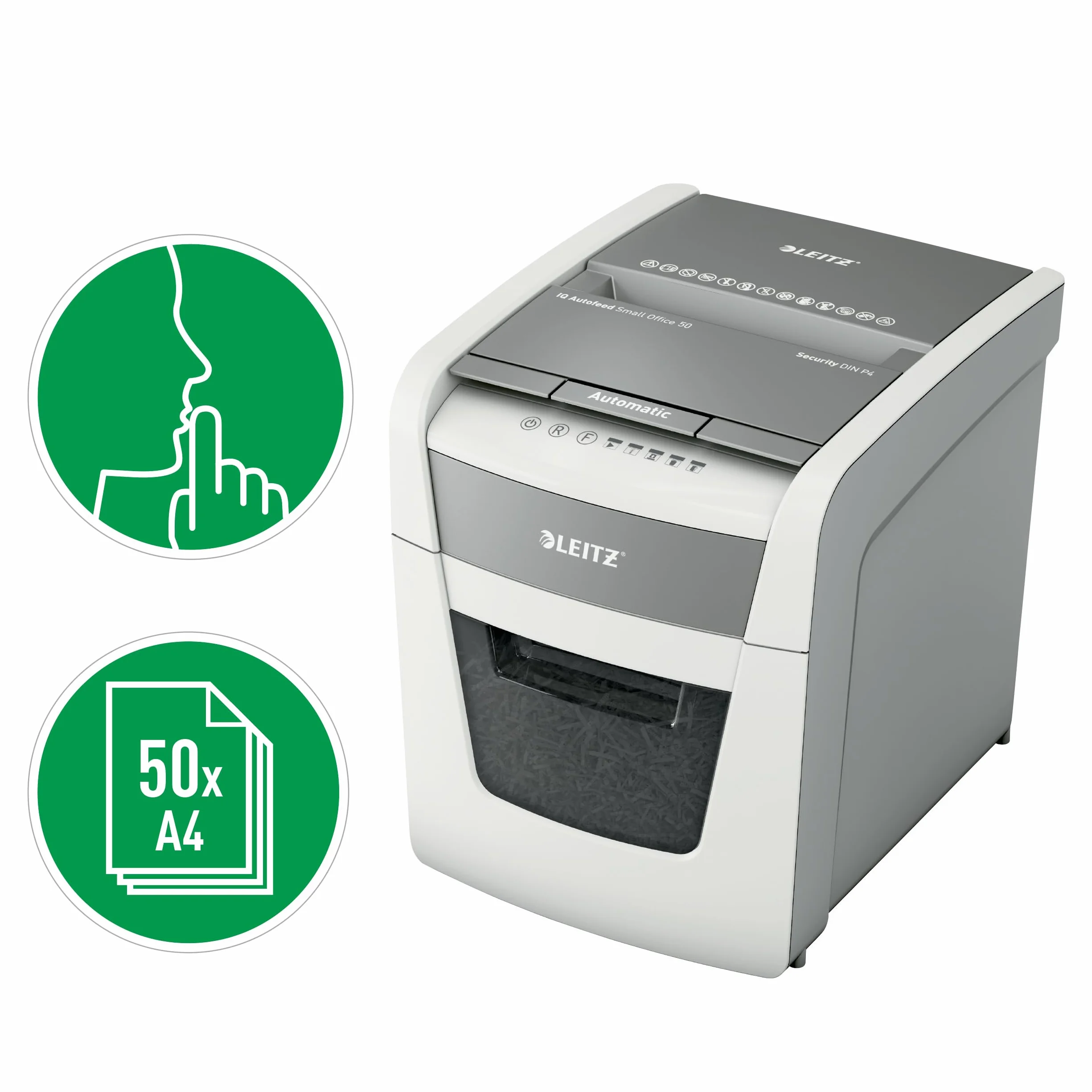 Leitz Iq Small Office 50 P-4 Niszczarka, Szary, 20 l