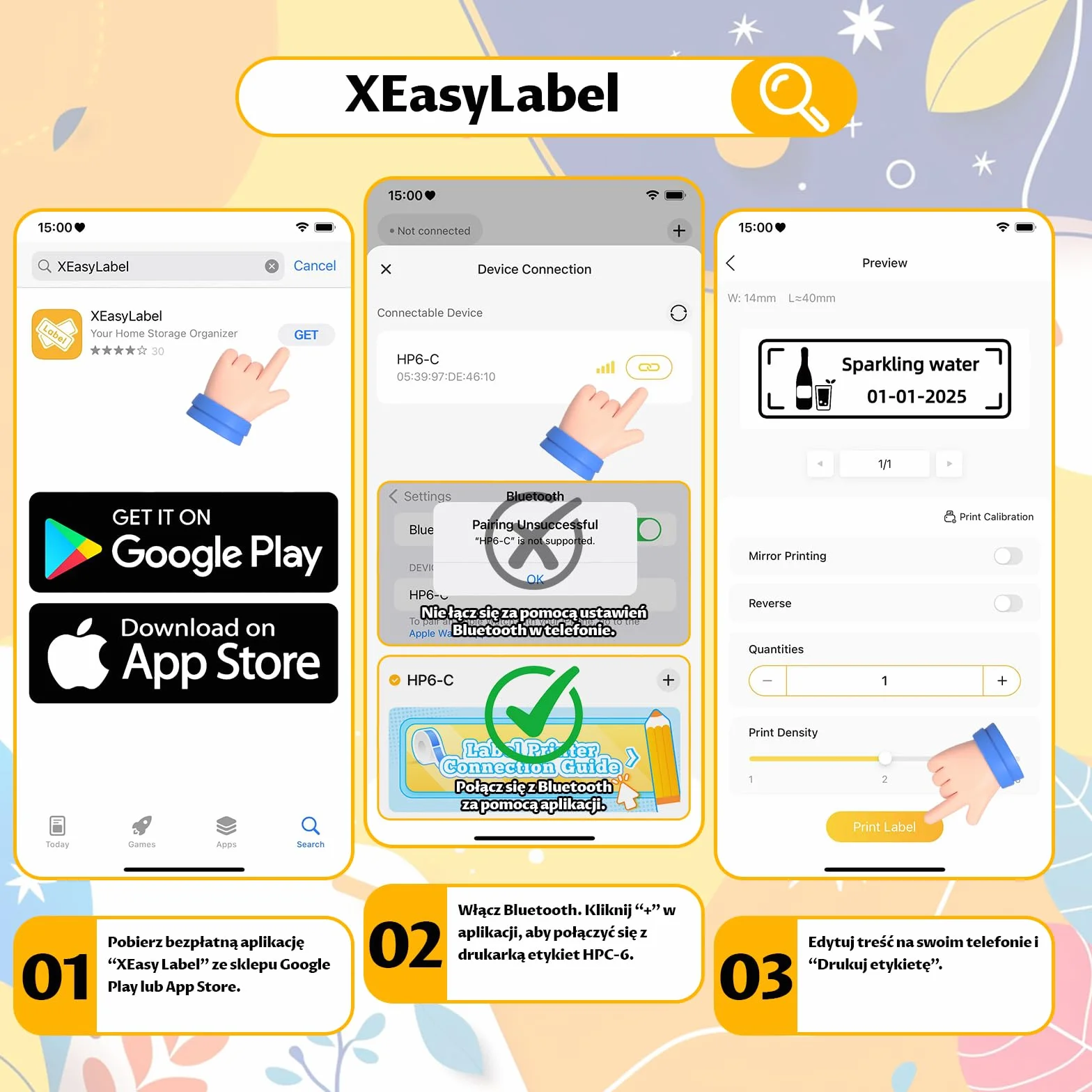 Drukarka etykiet Bluetooth Samoprzylepne urządzenie do etykietowania, przenośna drukarka etykiet dla systemów iOS i Android, termotransferowa do domu, biura, biała
