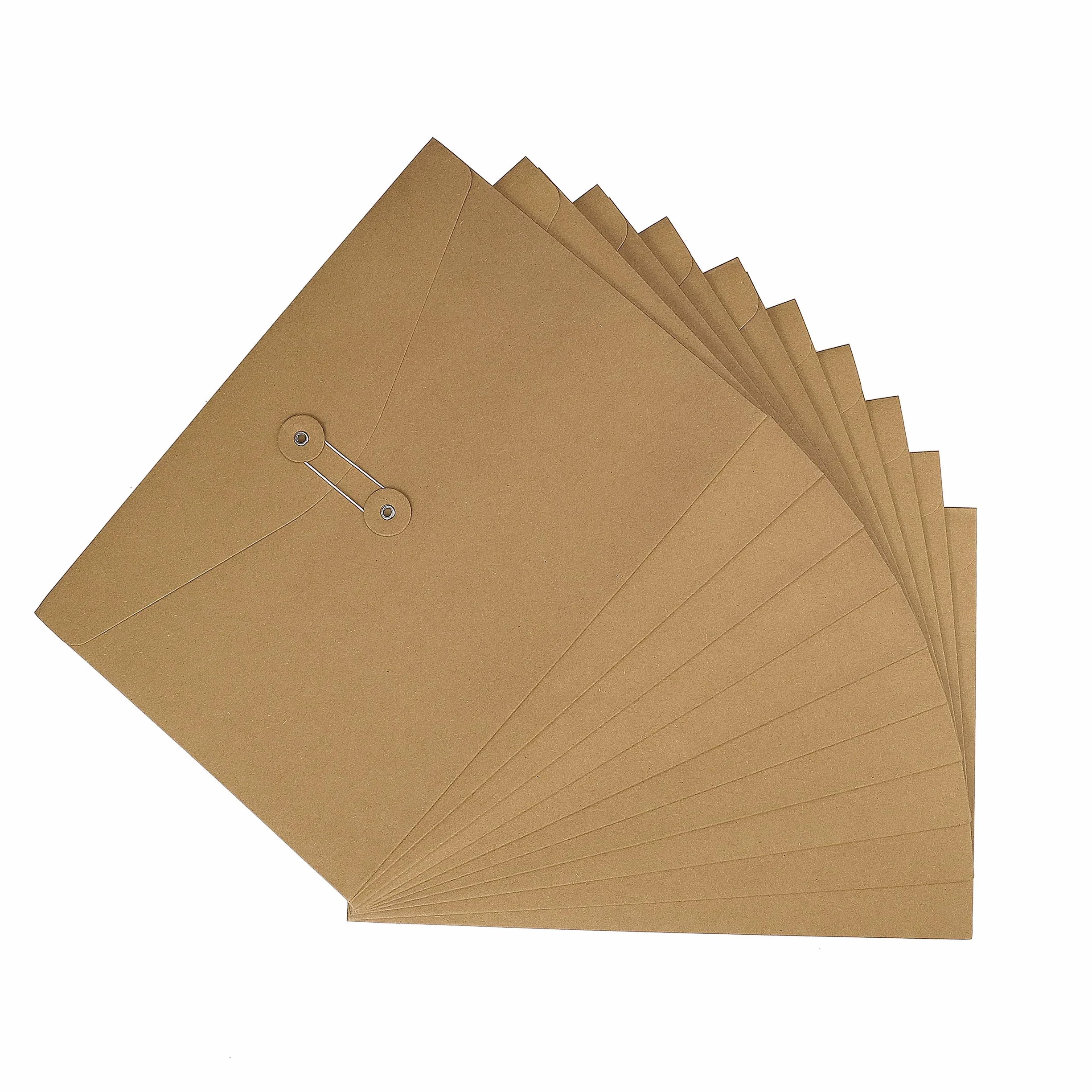 Koperty z papieru kraftowego, teczki na dokumenty w formacie A4, portfel papierowy, zapięcie na sznurek i guziki, 10 szt. kieszeni projektowych, organizer, torba do biura, szkoły, brązowe