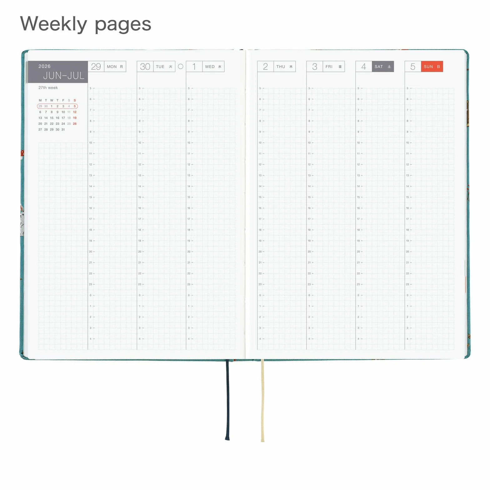 Hobonichi Techo HON A5 2026 – Bow & Tie: In the Forest (angielski, styczeń Start Planner)