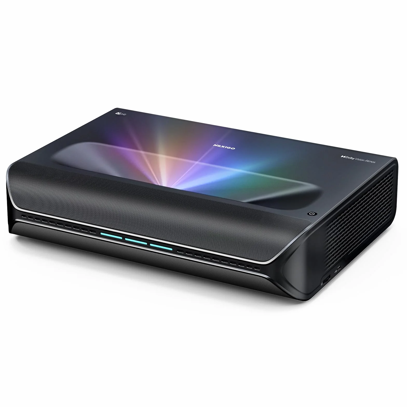 NexiGo Aurora Pro MKII, Projektor UST z laserem trójkolorowym 4K, Kontrast 30000:1, Dynamiczna Przysłona i Przyciemnianie Lasera, Współczynnik rzutu 0,21:1, Dolby Vision i Atmos, HDR10+, 3D