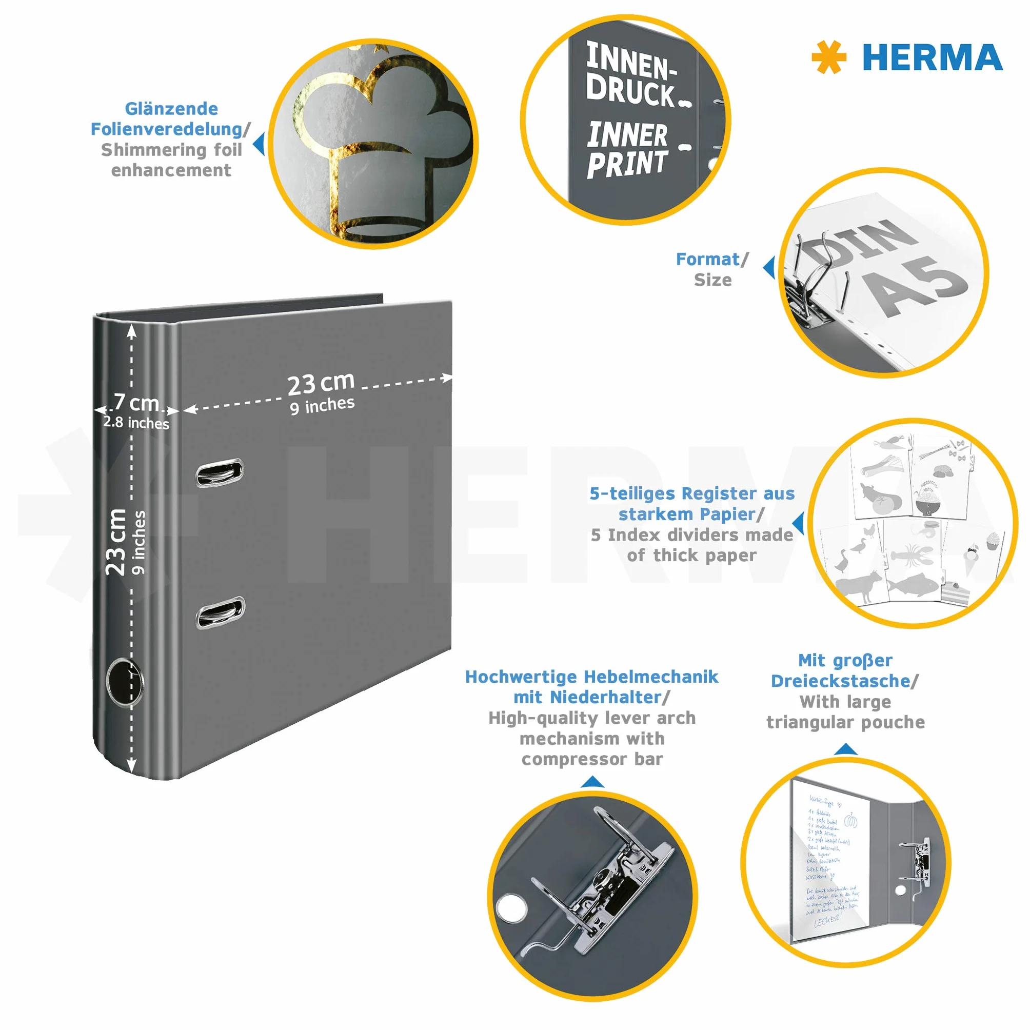Herma 15416 Segregator, Szary/Biały, A5