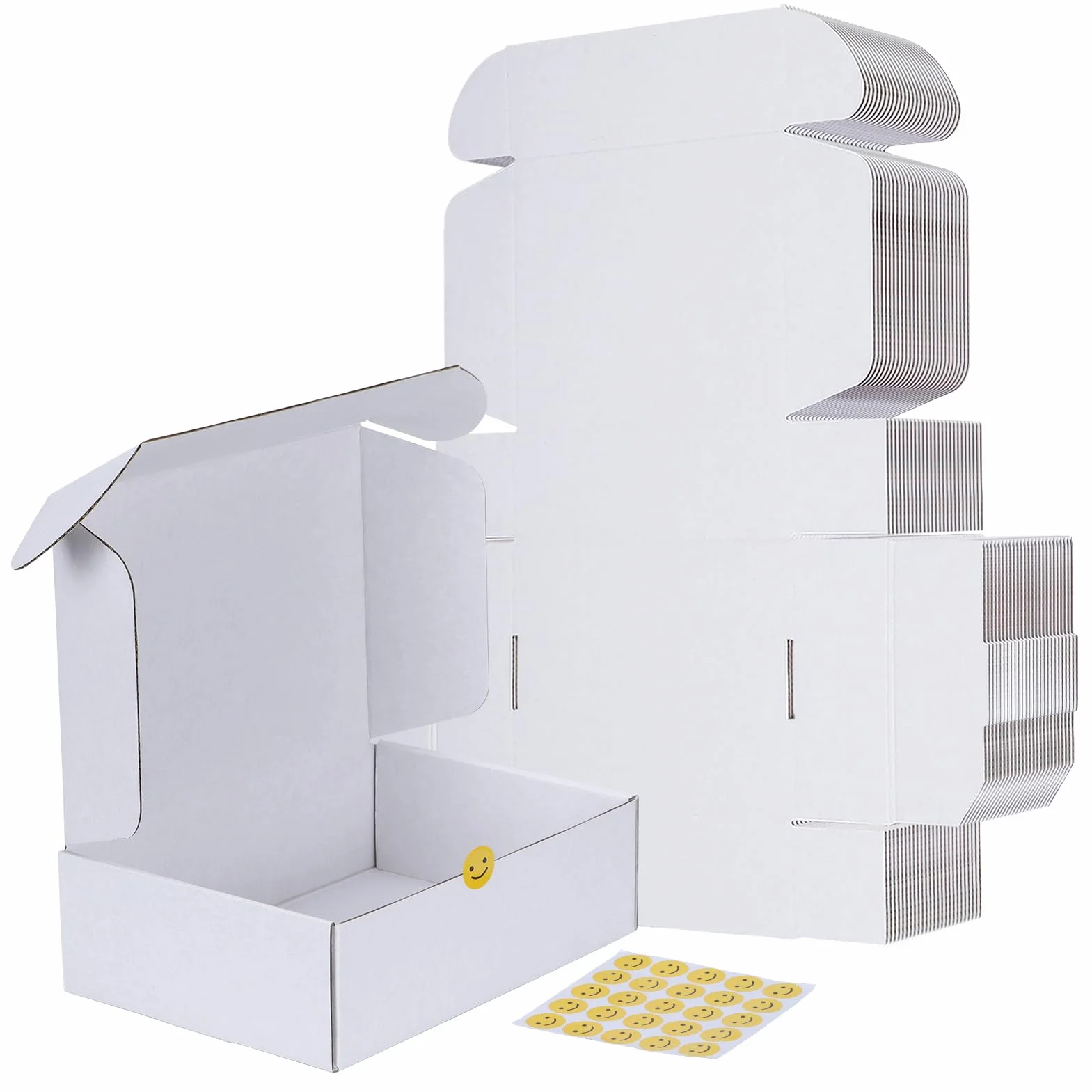 RLAVBL 25 sztuk dwustronnych białych kartonów wysyłkowych, wymiary: 25,4 x 17,8 x 7,7 cm, łatwy montaż, idealne dla małych firm