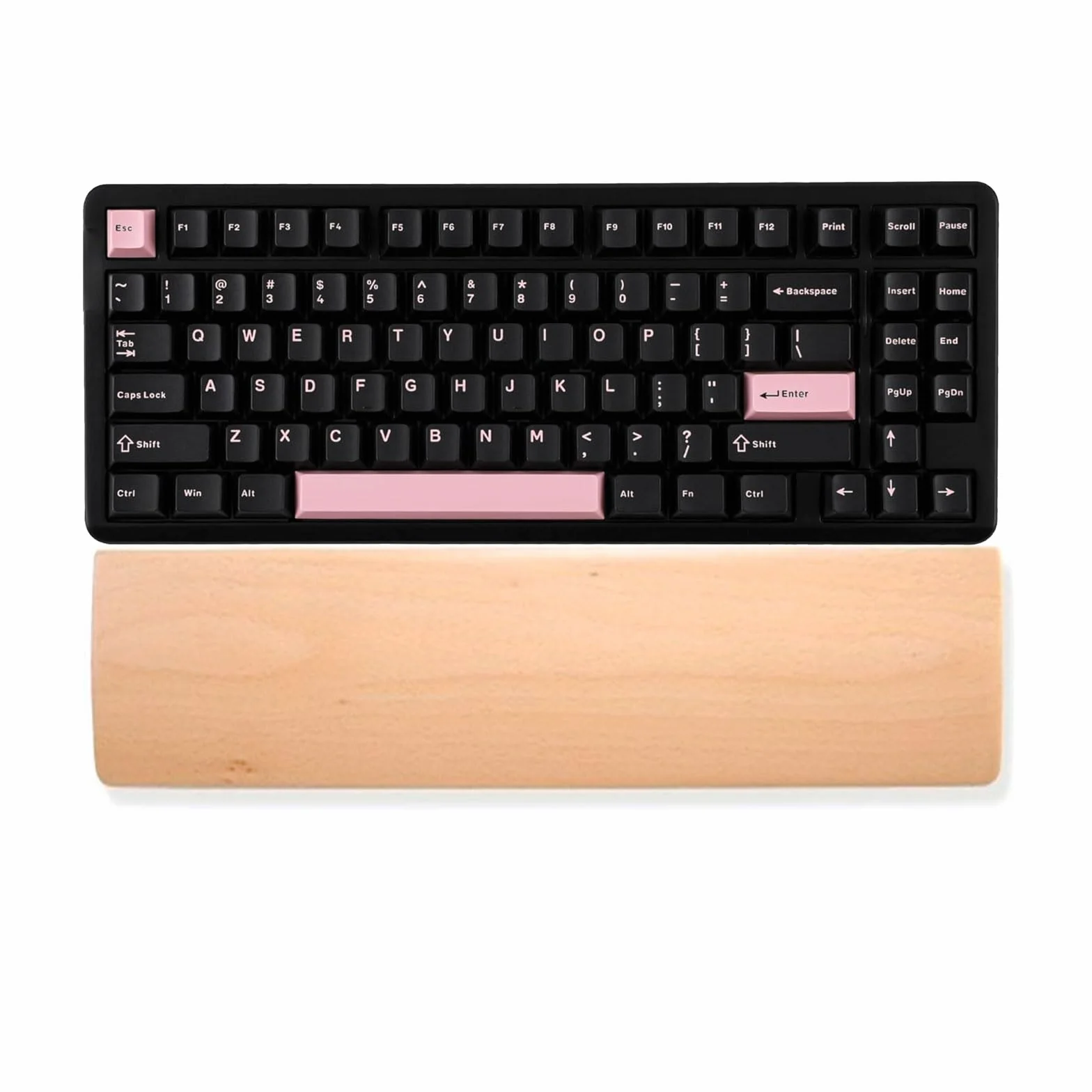 Podpórka pod nadgarstki drewniana do mechanicznej klawiatury ergonomiczna podkładka do pisania i grania buk 30 x 8 cm