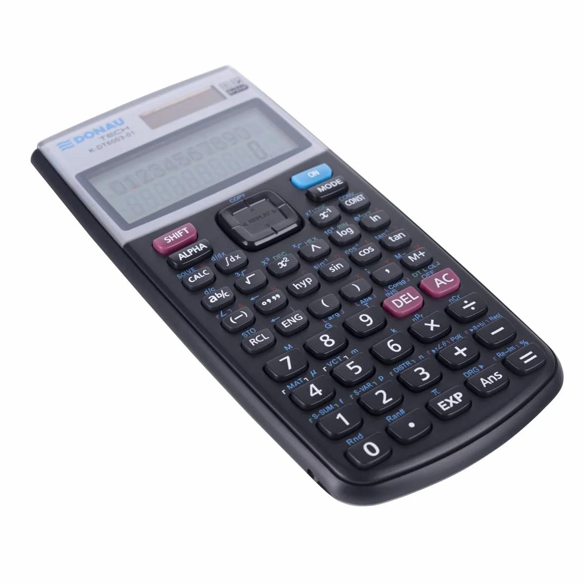 DONAU TECH kalkulator techniczny/kalkulator naukowy/solarny i bateria/401 funkcji/czarny/etui ochronne/kalkulator szkolny/pokrowiec przesuwny / 16,4 x 8,4 x 1,9 cm