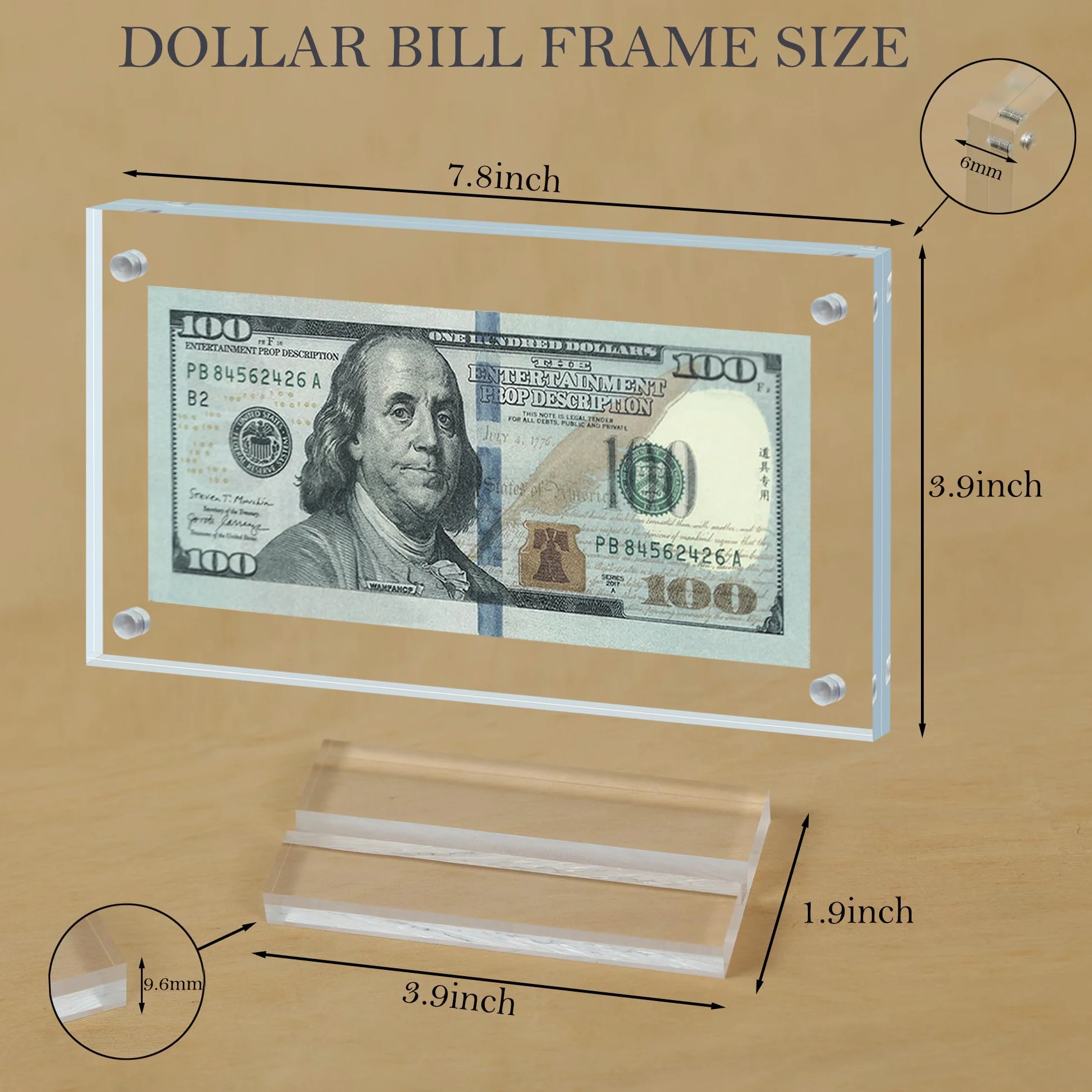 Magnetyczna ramka na banknoty dolarowe (przezroczysta-2)