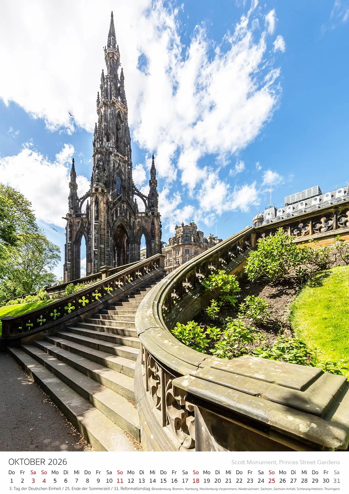 Edition Seidel Kalendarz Edinburgh 2026 DIN A3 Kalendarz Ścienny Wielka Brytania Szkocja Calton Hill Zamek Edynburski