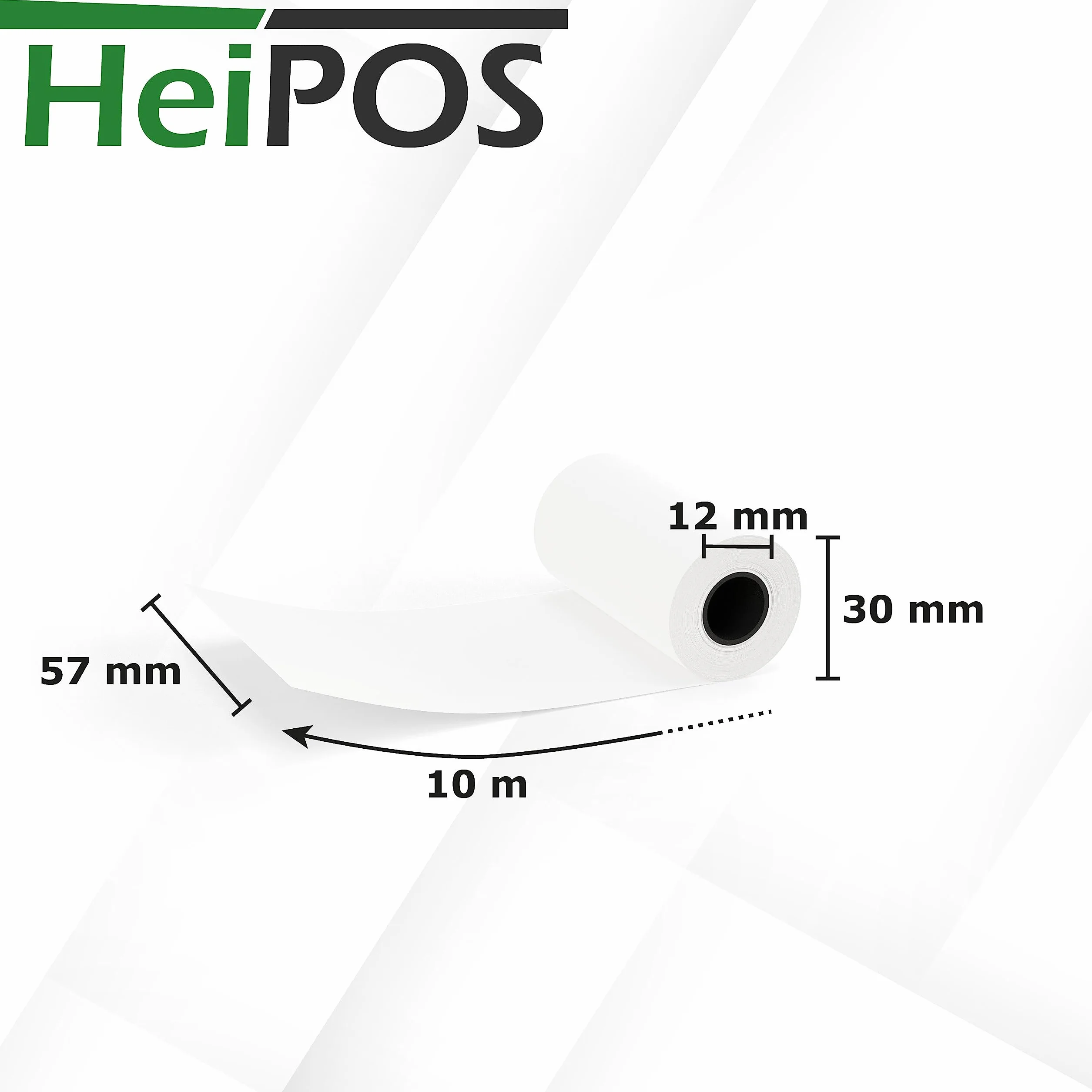 HeiPOS 5x rolki termiczne BPA free (W/Ø) 57mm / 30mm - długość 10m, rdzeń Ø 12mm, gramatura 52 g/m2, grubość 60 µm, 10 lat trwałości