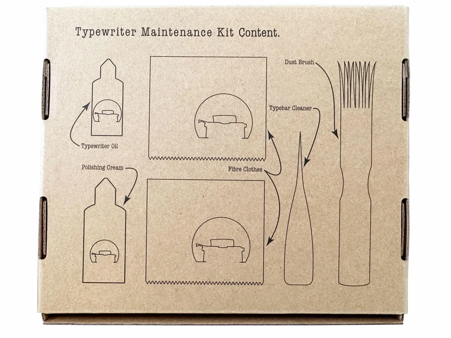 Zestaw konserwacyjny Typewriter - Dust Brush, Oil, Polishing Cream, Cleaner BSIE Typewriters