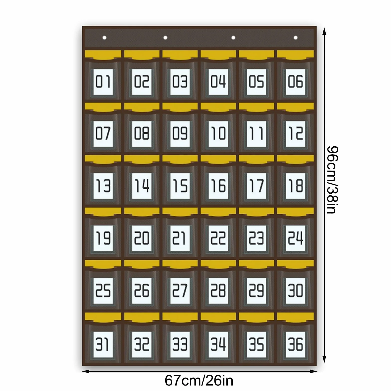 Numbered Classroom Pocket Chart Storage Bag, Classroom Cell Phone Window Hanging Bag, High Temperature Resistant, Widened Hook, for Office and Meeting Room, 36 Cells(Gray)