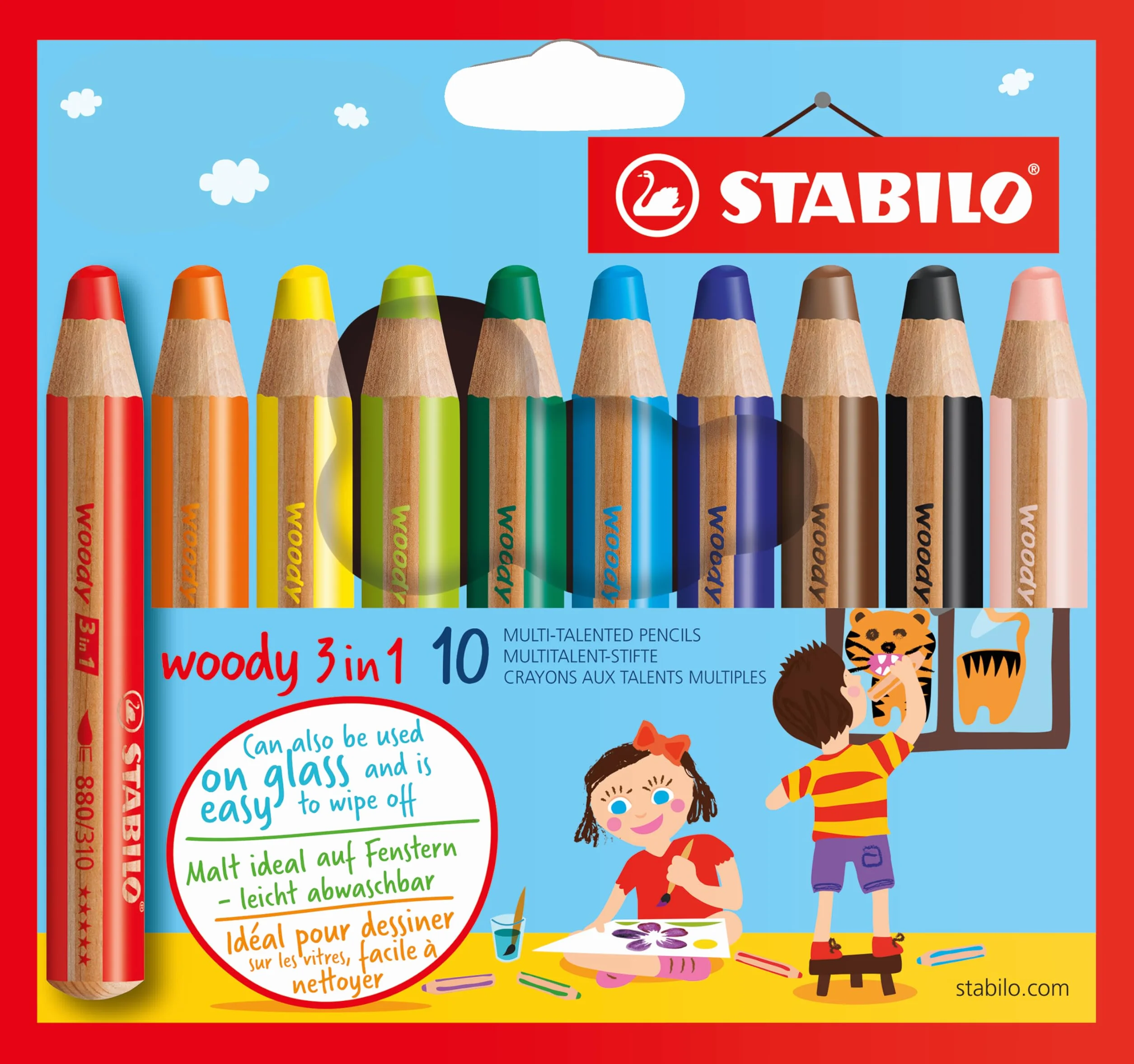 STABILO woody 3-in-1 kredka wielozadaniowa etui 10 kolorów