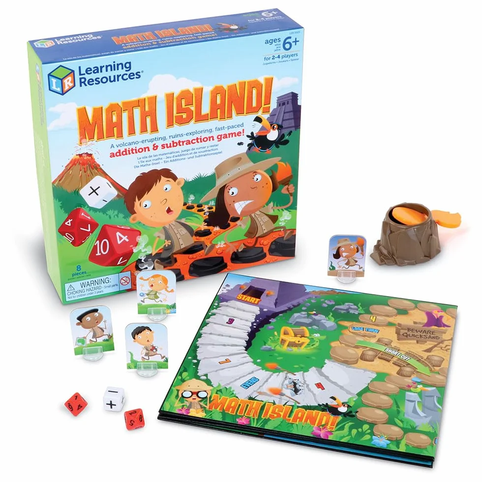 Learning Resources Matematyka Wyspa! Dodatek oraz Odejmowanie Gra 8-Kawalki Zestaw, Wielobarwny