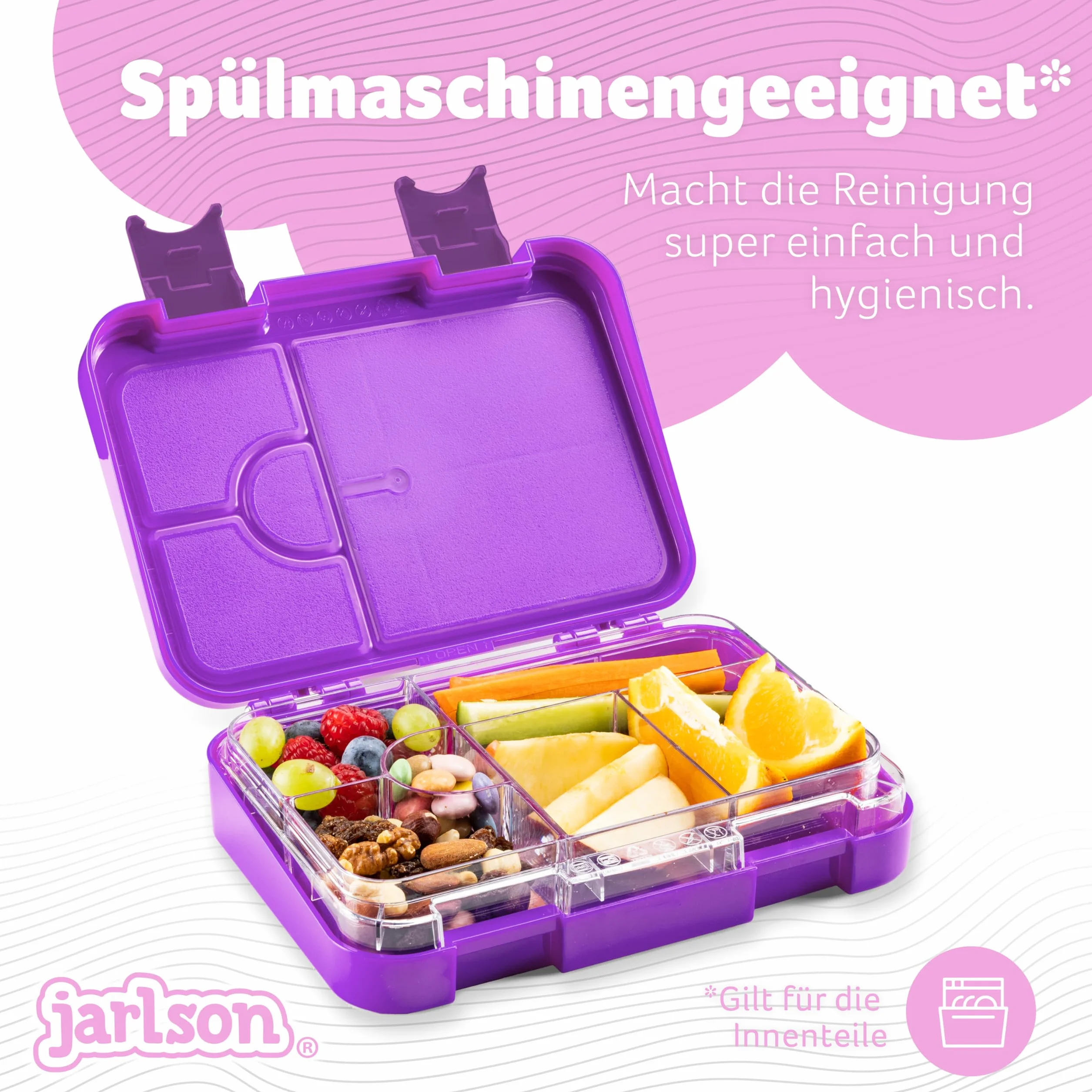 Jarlson® Pudełko śniadaniowe dla dzieci z przegródkami - TONI Lunchbox - Bento Box szczelne – Pudełko na drugie śniadanie do przedszkola i szkoły - Dziewczynki i chłopcy | Pudełko na drugie śniadanie