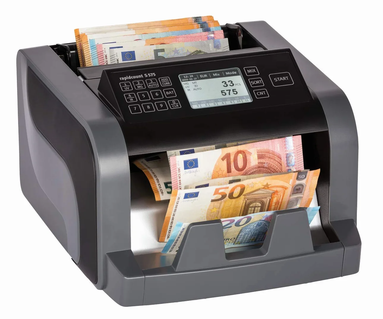 ratiotec Rapidcount S 575 maszyna do liczenia banknotów mieszanych z wyceną w kolorze czarnym