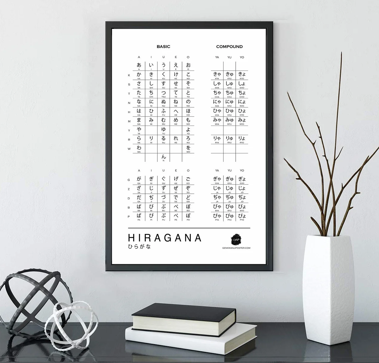 Genki Kanji Poster Wykresy hiragana i katakana do nauki języka japońskiego (28 x 43 cm laminowane wydruki, nieoprawione) (Hiragana + Katakana Combo Pack)