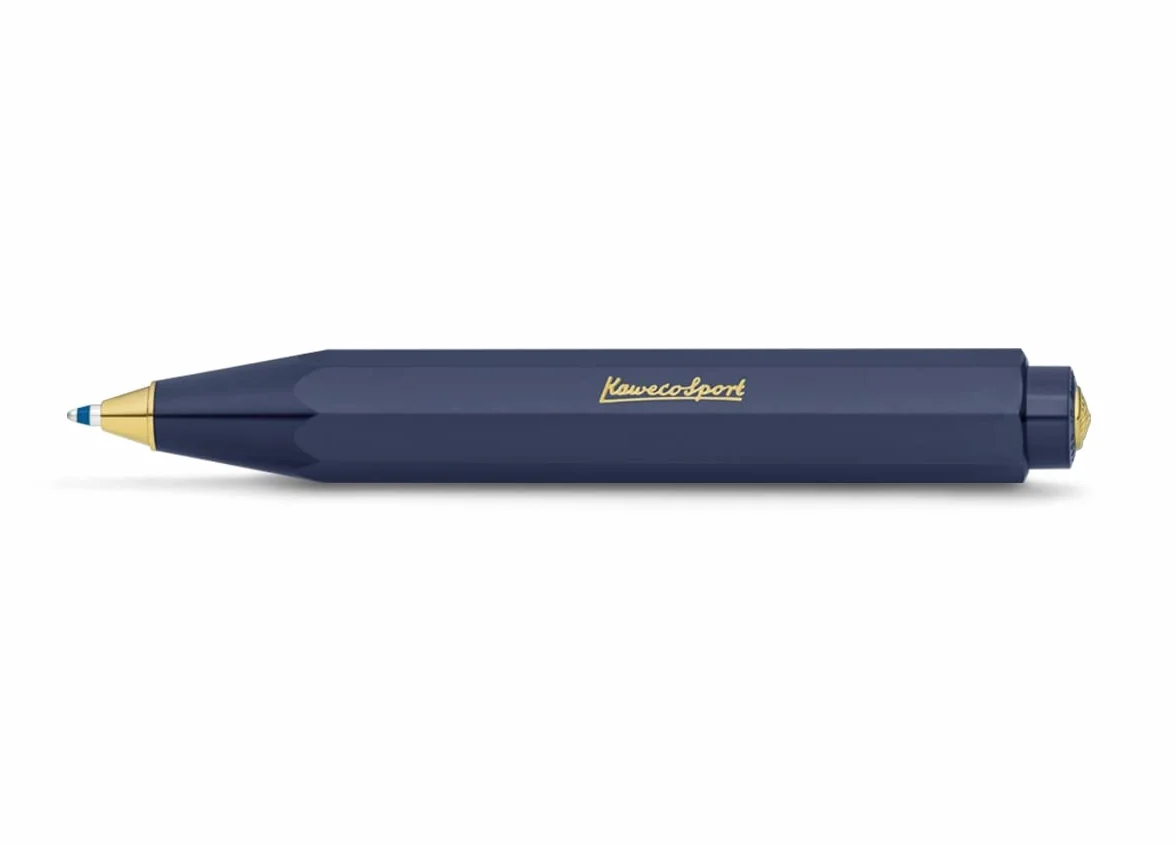 Kaweco Classic Sport Navy - Biznesowy Długopis z Wysokiej Jakości Tworzywa Sztucznego, Lekki, Szlachetny, Kieszonkowy, 12 g, 10,5 cm, z Niezawodnym Mechanizmem Krzywizny Serca