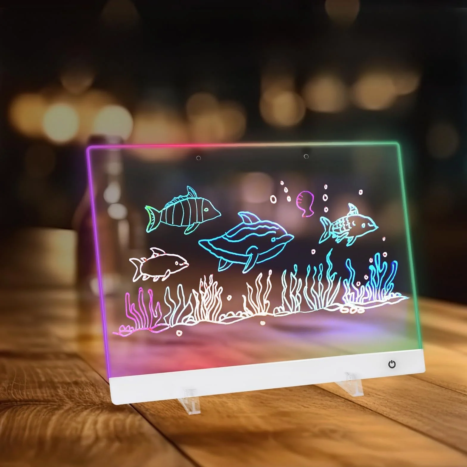 Tablica LED na notatki z kolorami, akrylowa tablica ogłoszeniowa 30x20 cm 5 trybów i 6 kolorów, tablica ogłoszeń z diodami LED, przezroczyste światło, tablica do pisania LED z 7 kolorami długopis