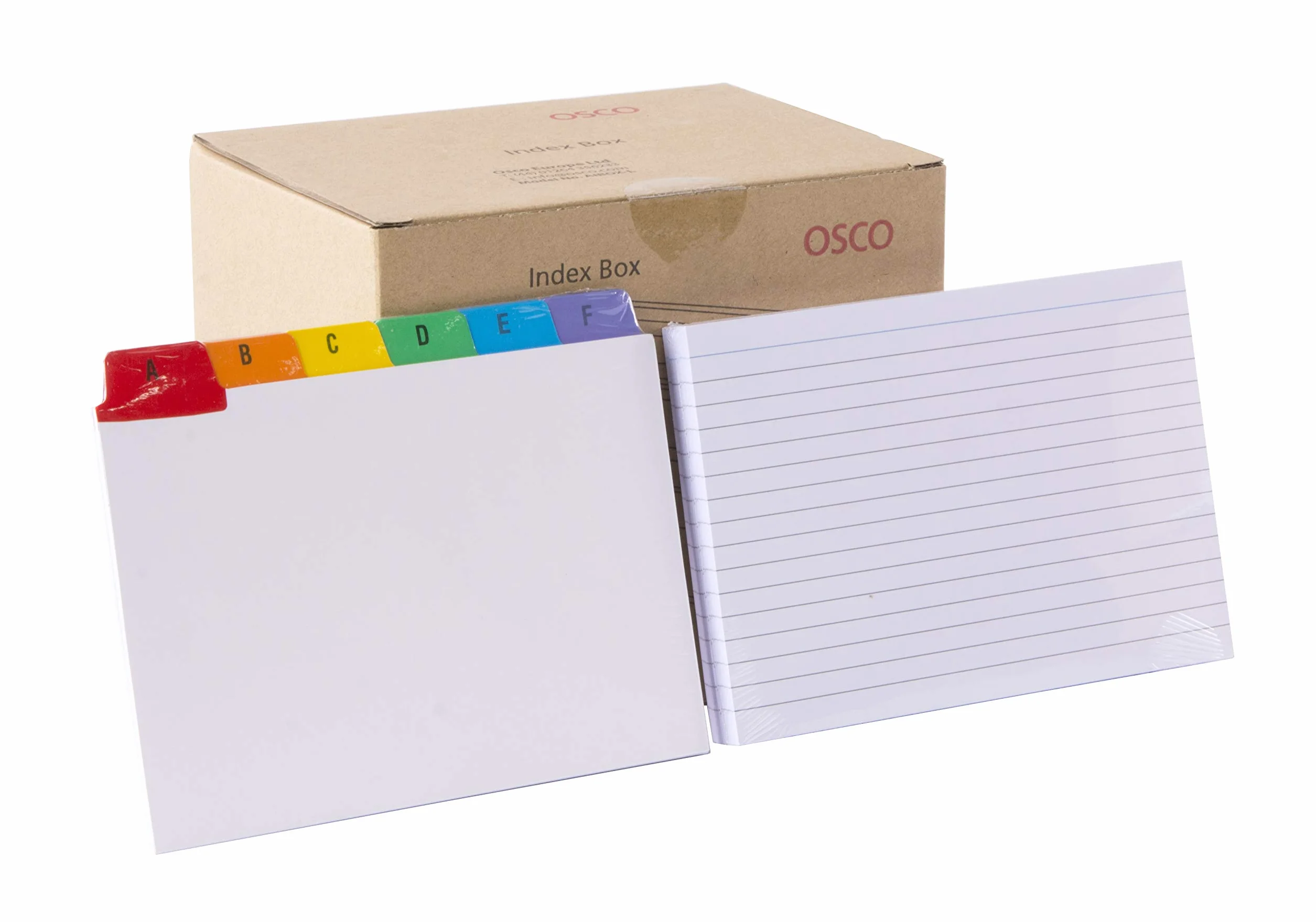 OSCO Białe plastikowe pudełko indeksowe z przegródkami A-Z, 100 arkuszy w linie 15x10 cm