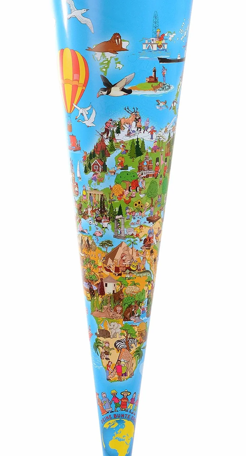 goldbuch Rożek szkolny z motywem mapy świata, 70 cm, lakierowany karton, 97070