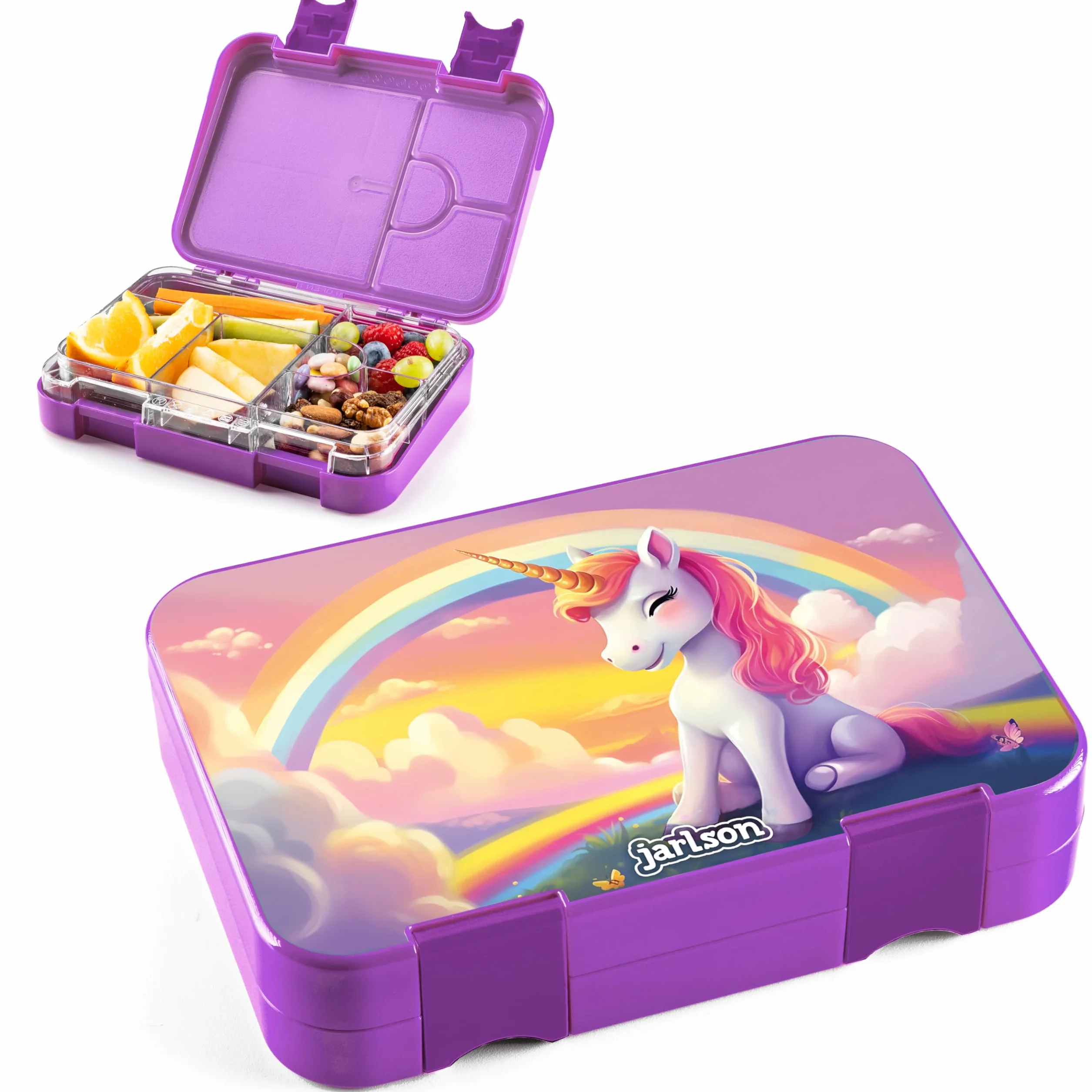 Jarlson® Pudełko śniadaniowe dla dzieci z przegródkami - TONI Lunchbox - Bento Box szczelne – Pudełko na drugie śniadanie do przedszkola i szkoły - Dziewczynki i chłopcy | Pudełko na drugie śniadanie